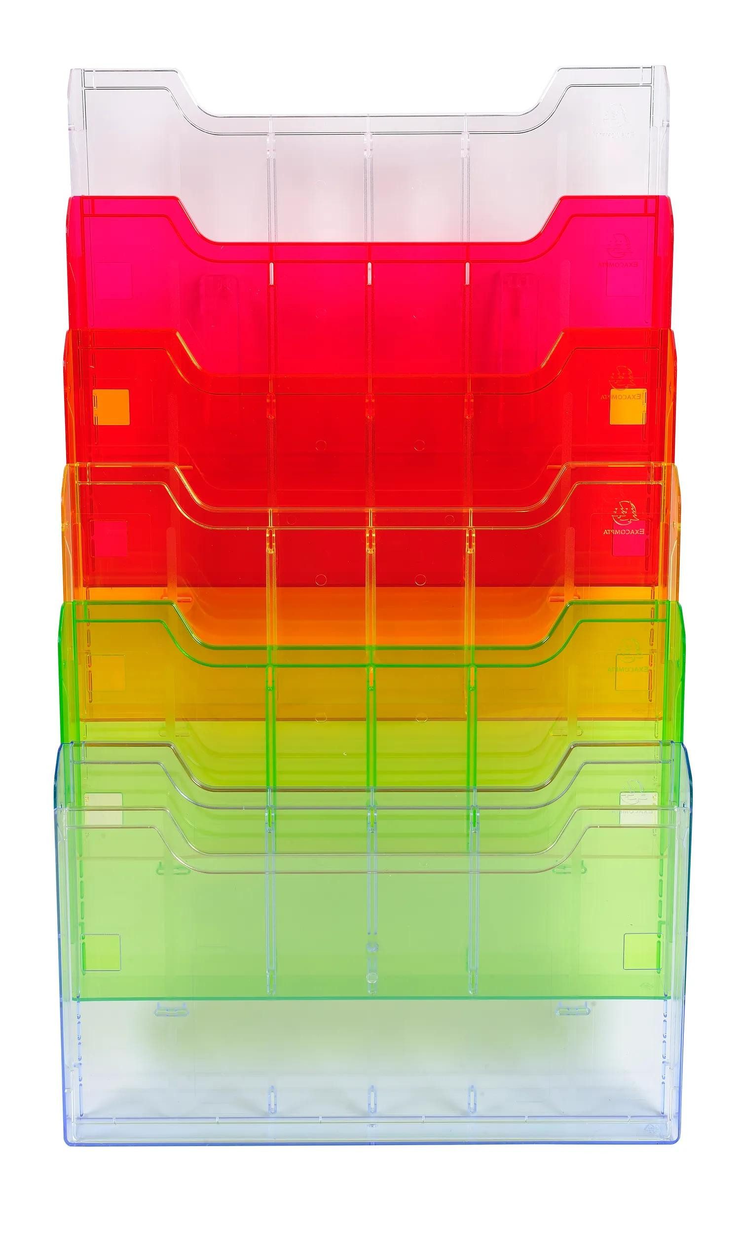 Zeitungsständer Wandprospektständer horizontal 6 Fächer A4 Regenbogen 64299D
