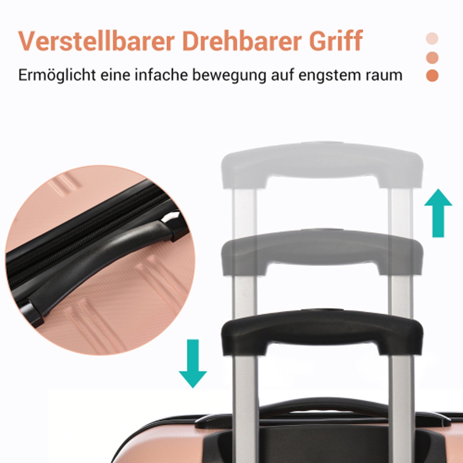 Koffer 4 SEEZSSA Rollen, Handgepäck Trolley Hartschalenkoffer Reisekoffer Leichtgewichtig, Handgepäcktrolley 74.5x50.5x31.5 Handgepäckkoffer ABS-Material aus