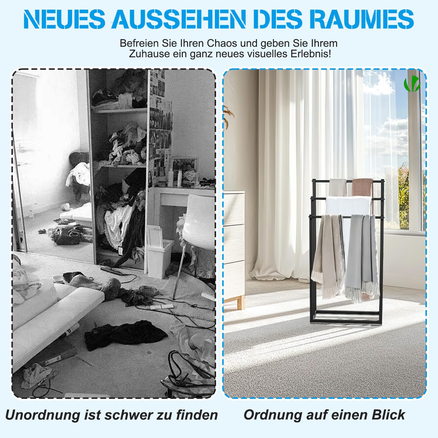 HEYHIPPO Handtuchständer Schwarzer mehrschichtiger Handtuchhalter den Boden,Badezimmerstange, Vertikaler dreilagiger Handtuchhalter, stanzfreier Metallhalter