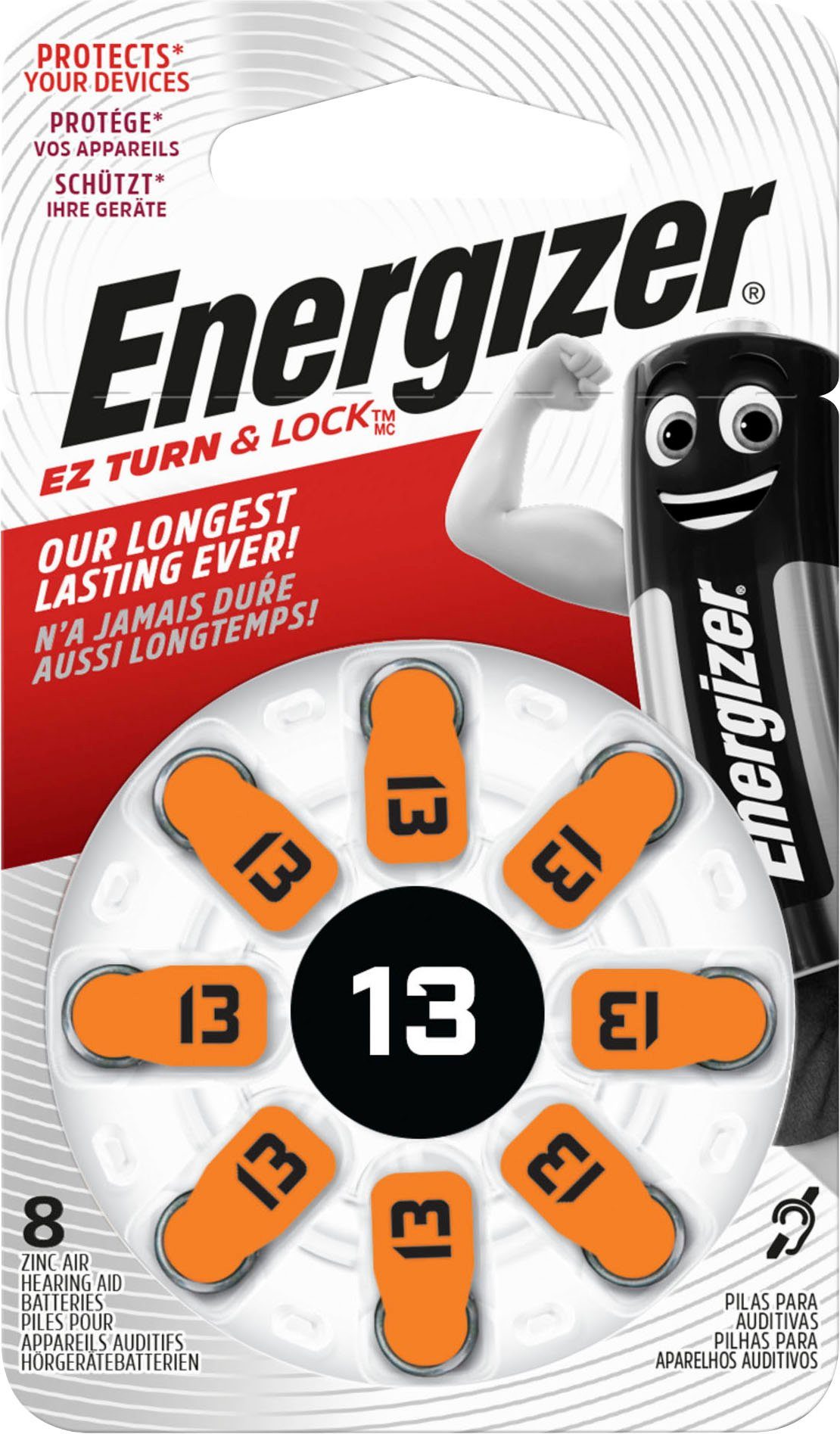 【Empfehlung】 Energizer 8er Pack Zinc-Air EZ St) Turn & (8 (13) Batterie, ENR Lock