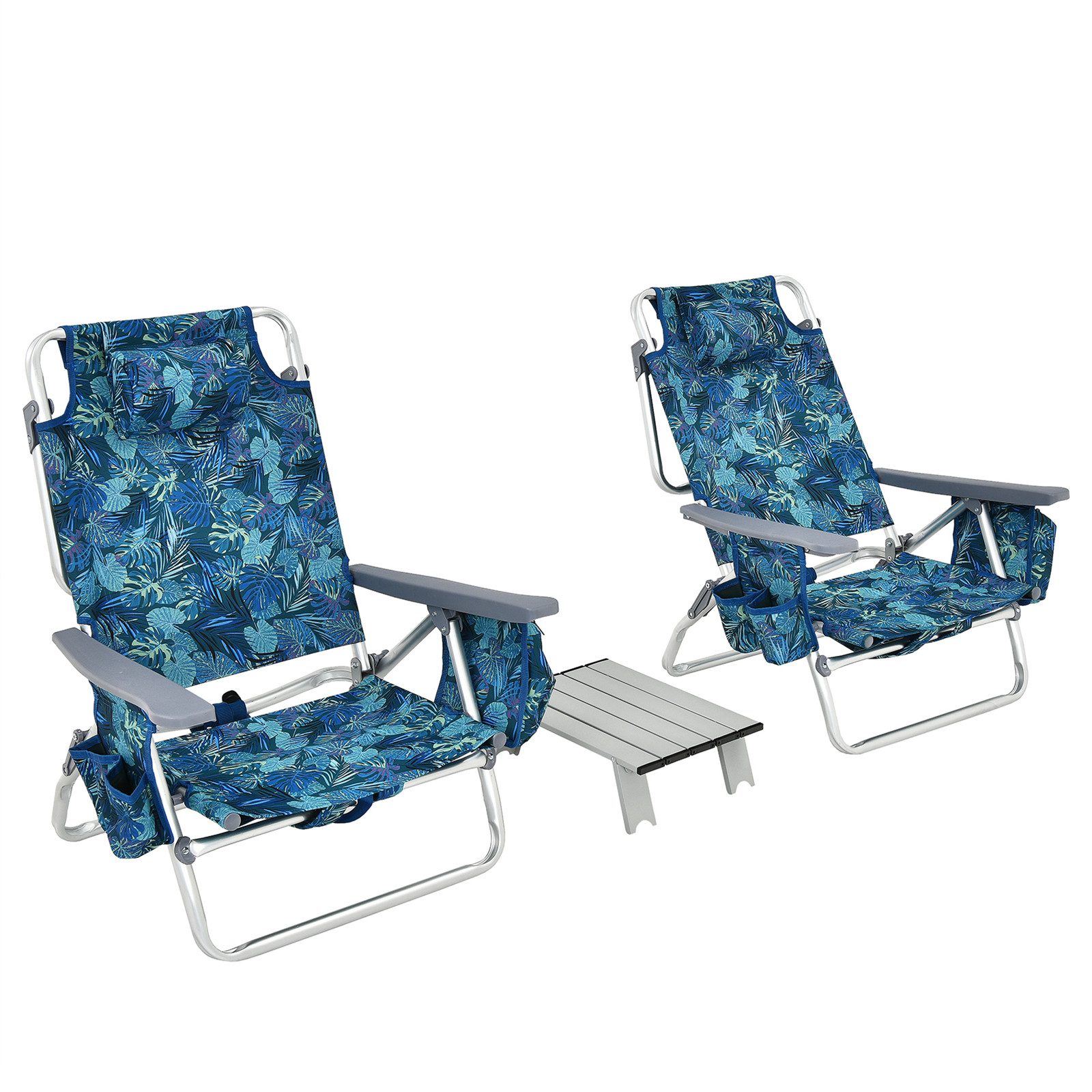 COSTWAY Campingstuhl Strandstühle mit Tisch (3 günstig online kaufen
