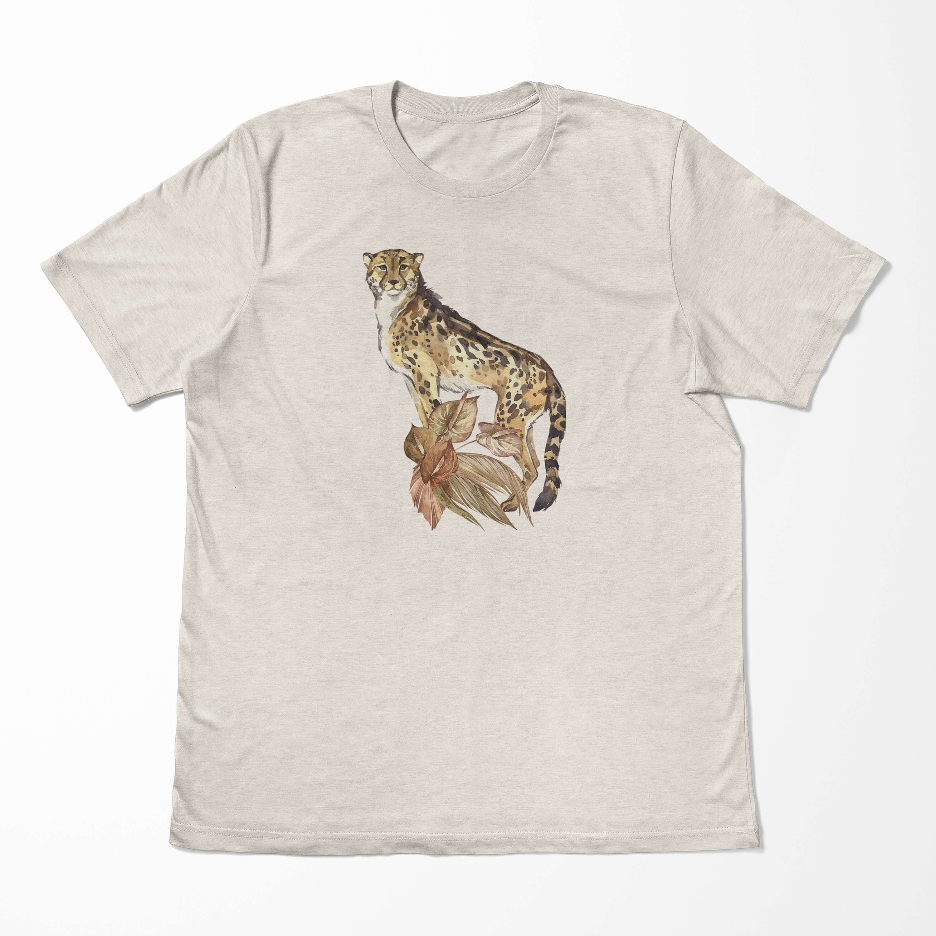 Aquarell Herren T-Shirt gekämmte 100% erneu T-Shirt Sinus Ökomode (1-tlg) Gepard Nachhaltig Bio-Baumwolle Art Motiv Shirt aus