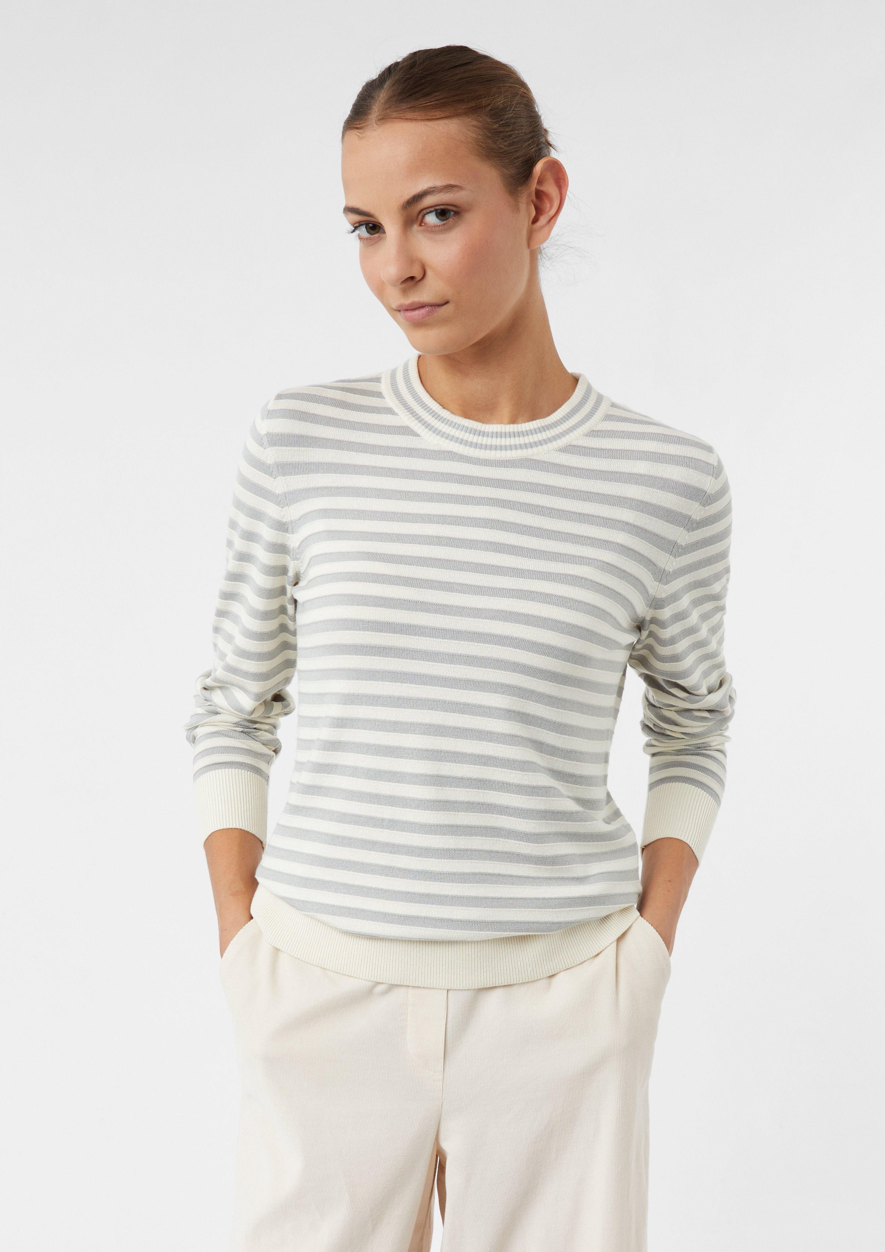 comma casual identity Langarmshirt Gestreifter Basic-Strickpullover günstig online kaufen