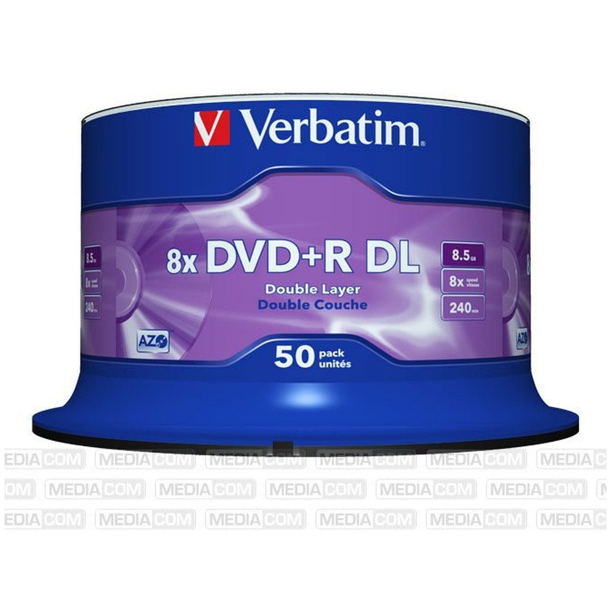 Verbatim DVD-Rohling Verbatim DVD+R DL 8.5GB 8x Cakebox 50er Matt Silver