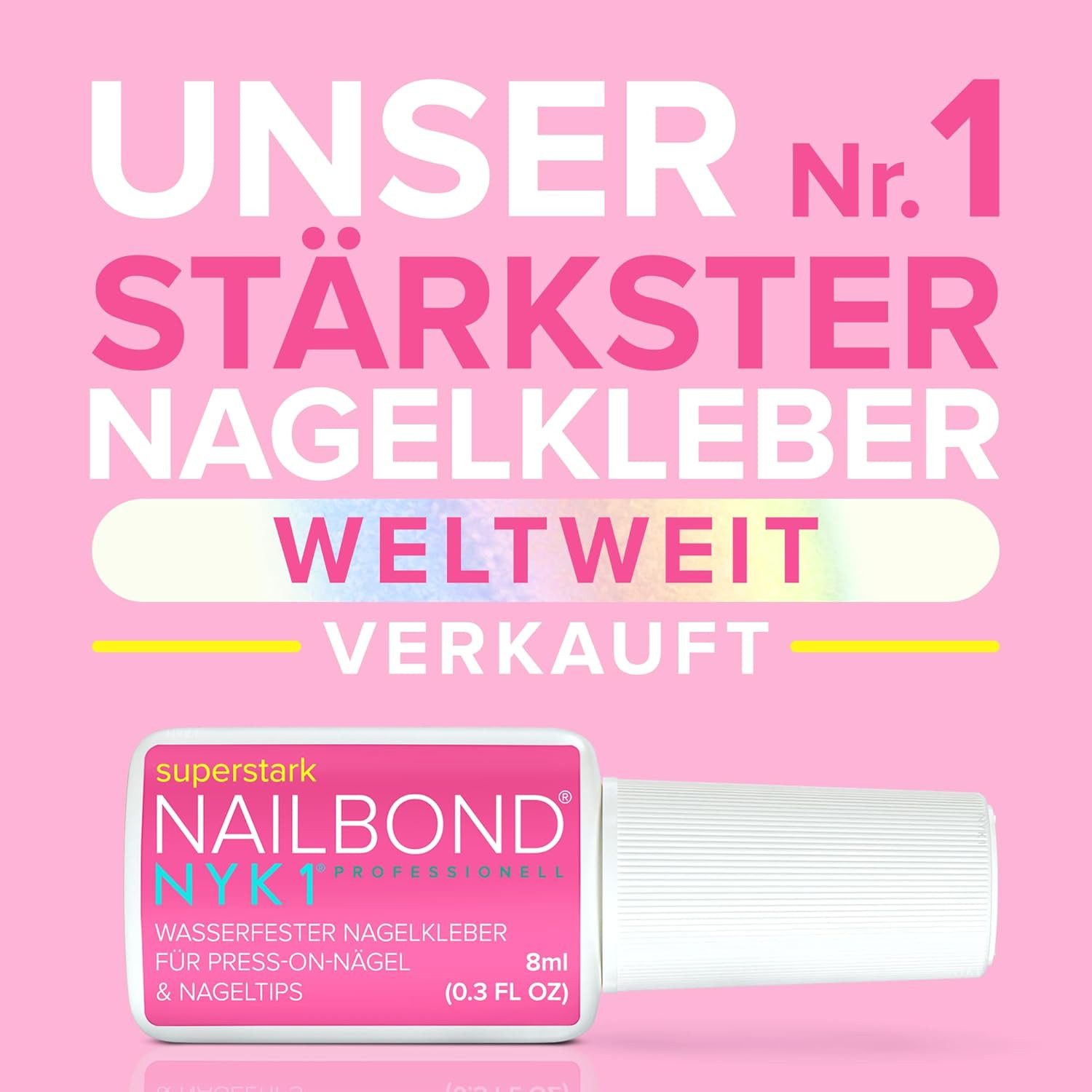 NYK1 Nagelpflege-Set NailBond Nagelkleber Für Kunstnägel, Pinsel On für Eingerissene Nägel Anti-Pilz Nail, Extra starker Halt für perfekte Nägel