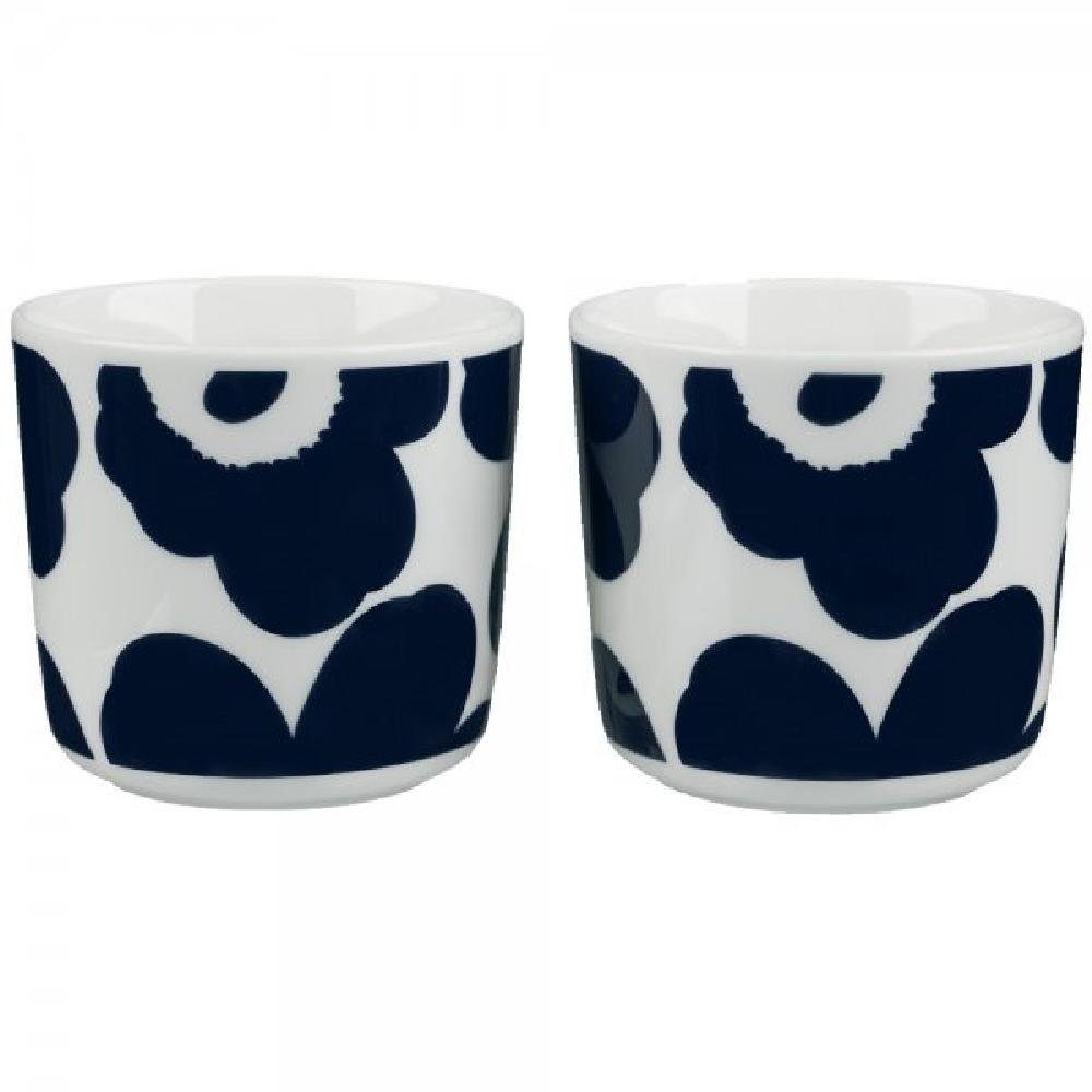 Marimekko Tasse Becher ohne Henkel Oiva Unikko White-Dark Blue (2-teilig)