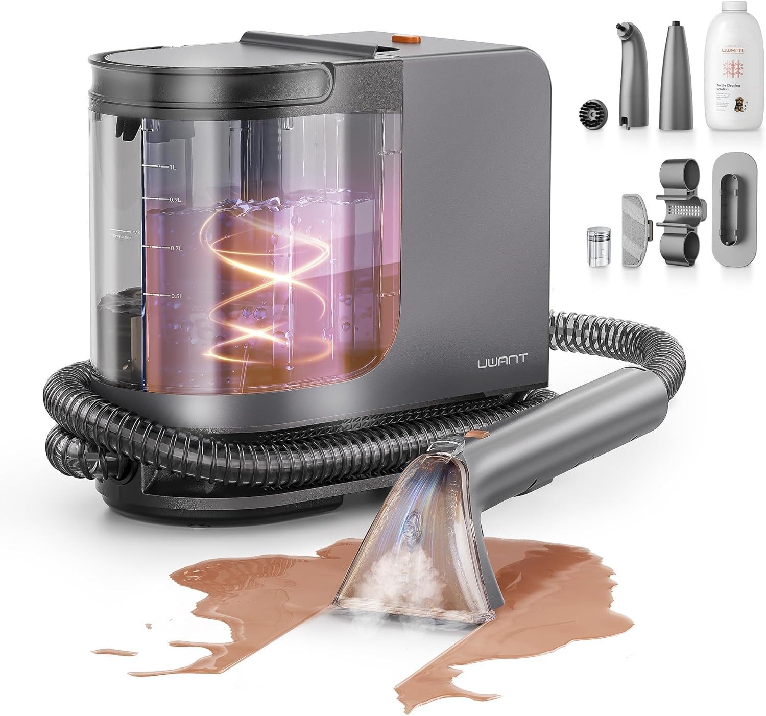 UWANT Nass-Trocken-Sauger B400 Nass und Trockensauger mit Dampf- und Heizsystem, 18Kpa, Tragbar