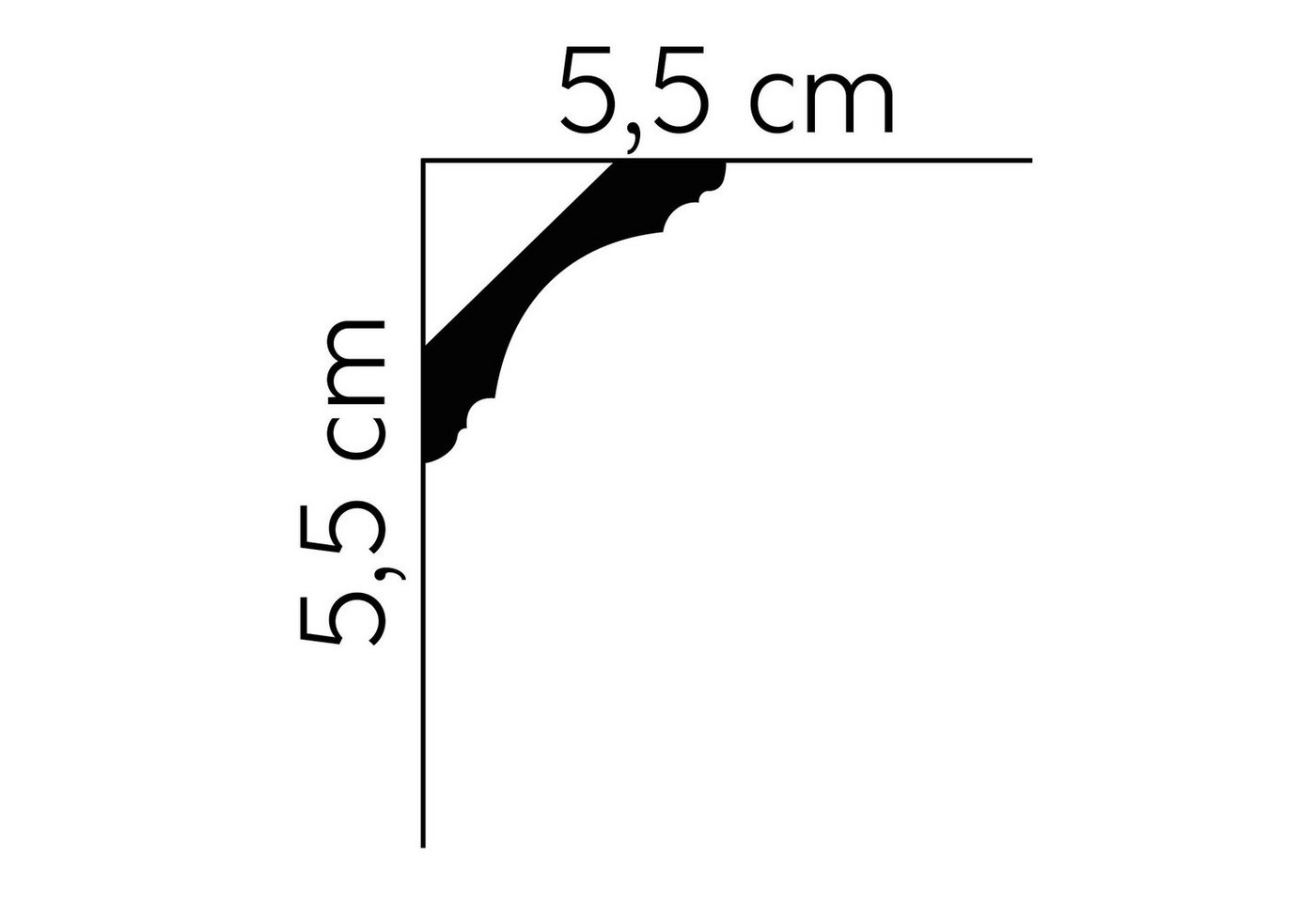 Thumbnail - Mardom Deckenleiste MDB167 Profoam 55 x 55 x 2000 mm Weiß Stuckleiste Klassisch, Kleben, Polyurethan