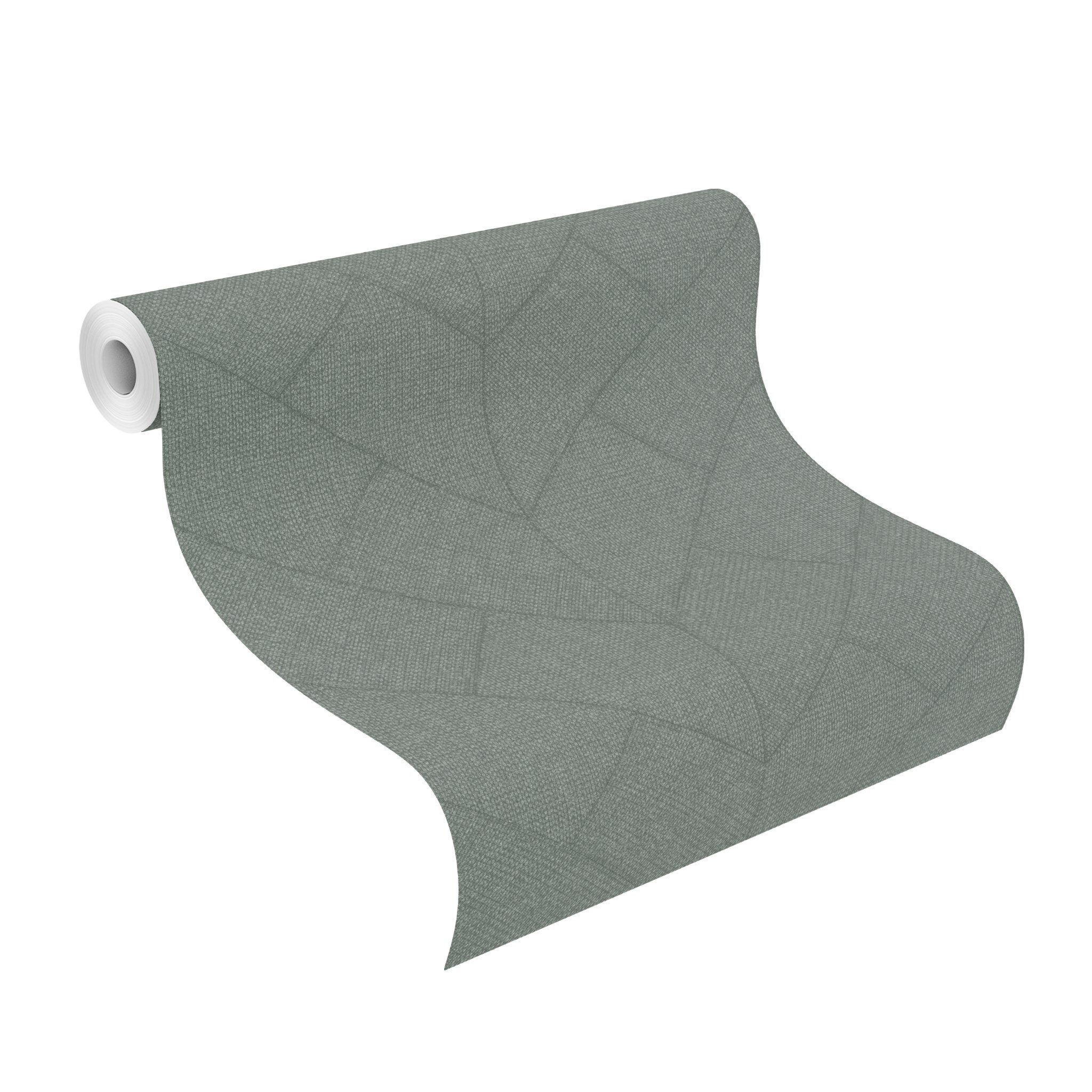 Rasch Vliestapete Geometrisch - Vinyltapete Grün, Gewebeoptik, Textiloptik, (1 Rolle, 1 St., Kollektion Atelier Tissé - 10,05 m x 0,53 m), gute Lichtbeständigkeit, hoch waschbeständig, restlos abziehbar