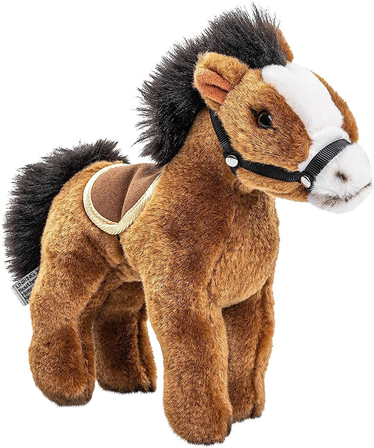 Uni-Toys Kuscheltier Pferd - mit/ohne Sattel und Steigbügel - 23 cm - Plüsch, Plüschtier, zu 100 % recyceltes Füllmaterial