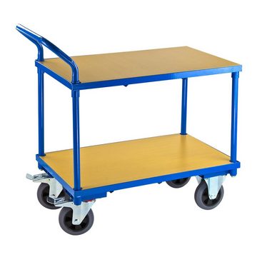 ADB Werkstattwagen ADB Tischwagen aus Stahlrohr, mit 16 mm Spanplatten, 400 kg Gesamtlast, Blau, mit 2 Ablagen