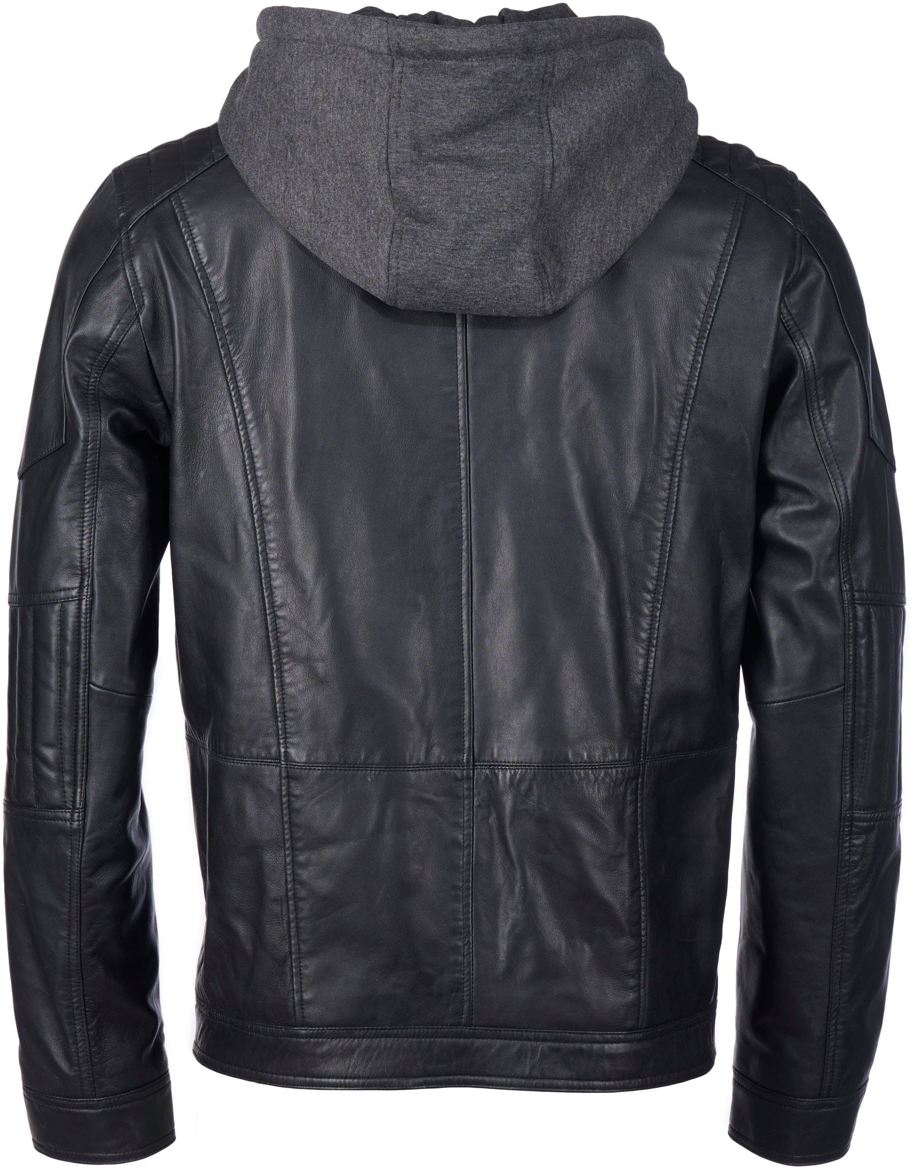 Lederjacke Maze Kapuze Lederjacke black abnehmbarer mit