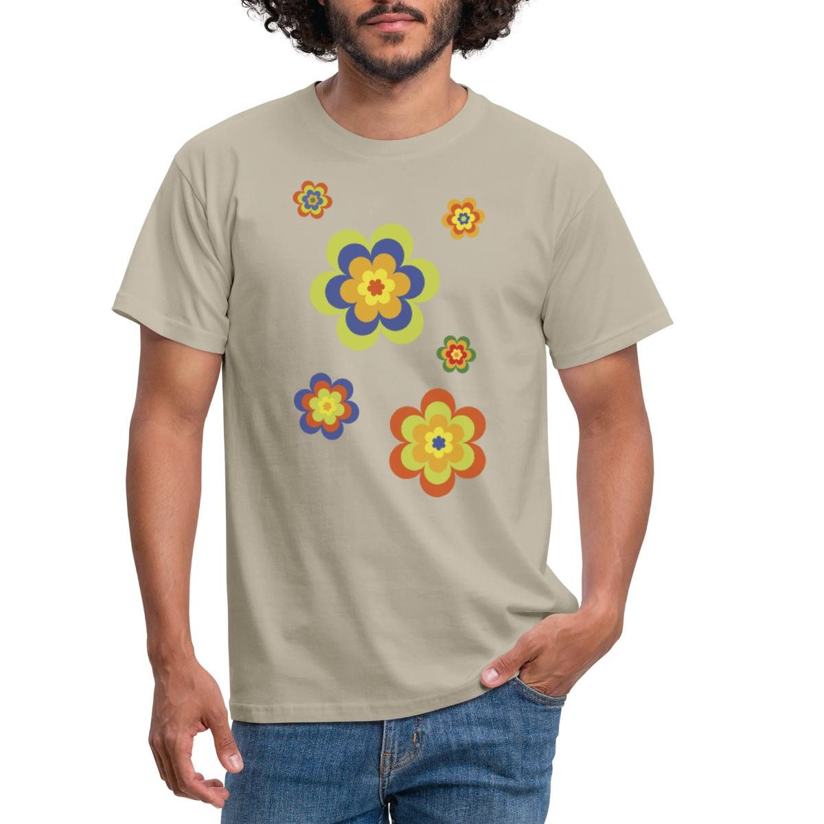 Spreadshirt T-Shirt Hippie Flower Power Blumen Fasching Männer T-Shirt (1-t günstig online kaufen