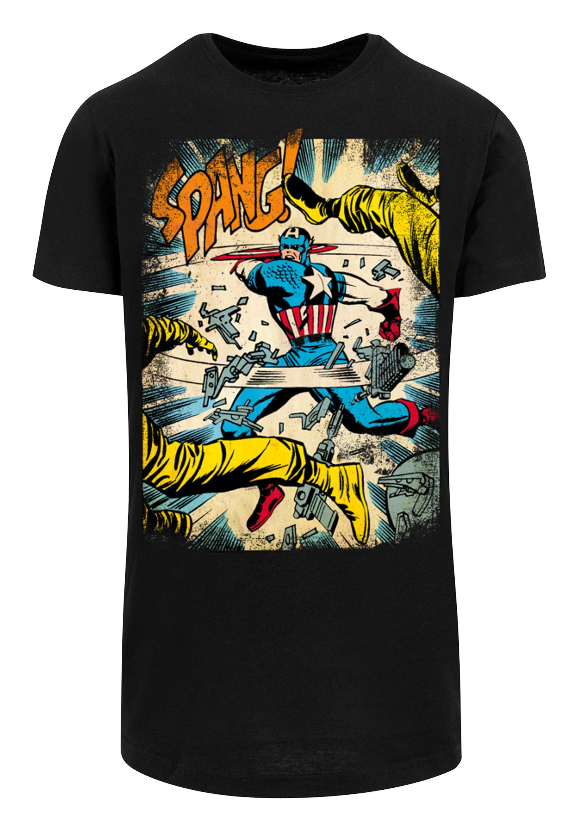 Marvel America Tee black with Long Captain Spang F4NT4STIC Herren Shaped Kurzarmshirt (1-tlg)