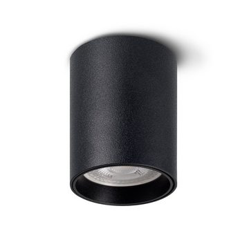 SSC-LUXon Aufbauleuchte TOBI-S Mini Aufputzleuchte schwarz mit wechselbarer LED GU10 Lampe, Warmweiß