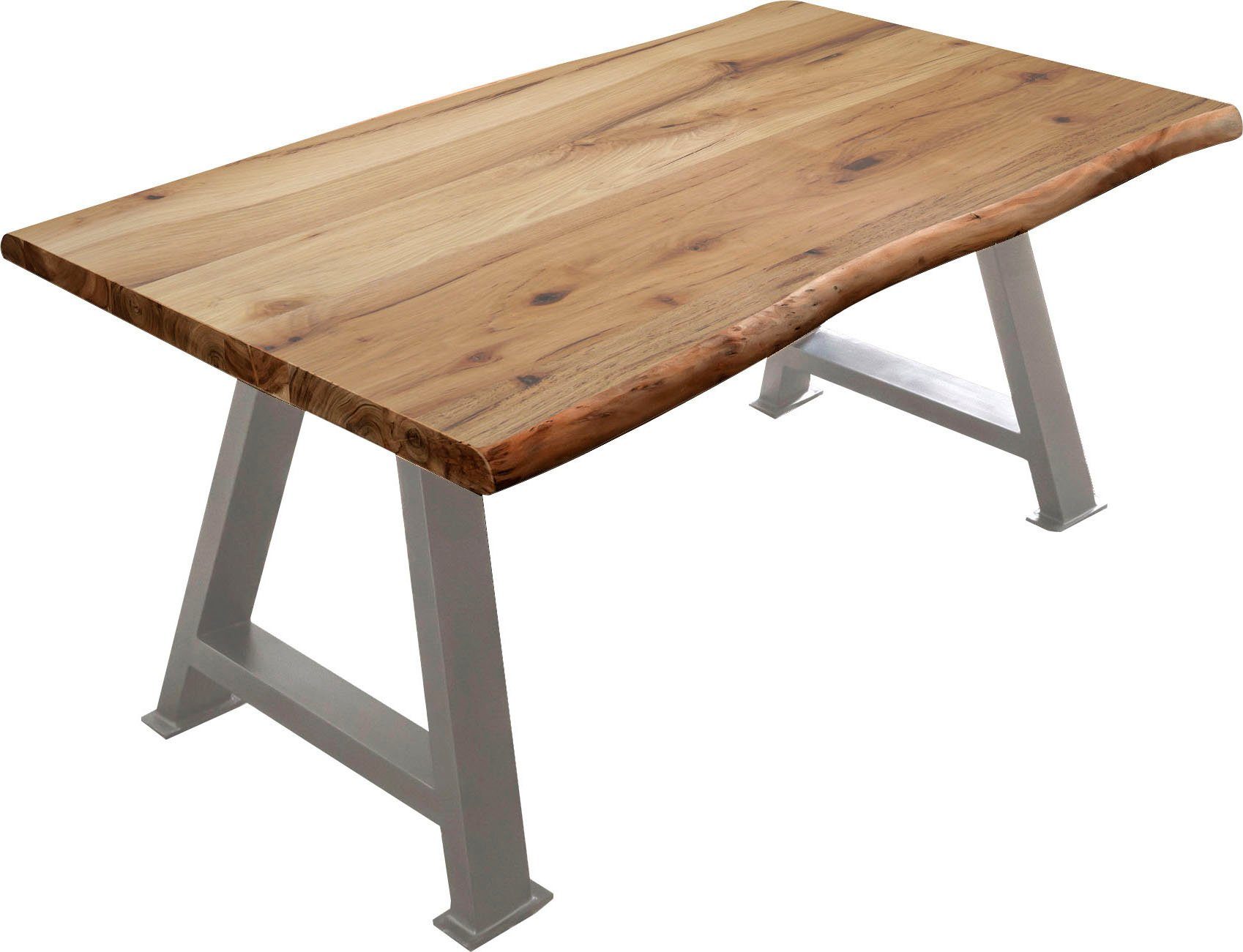 SIT Esstisch Tops&Tables, mit Baumkante silber | silber