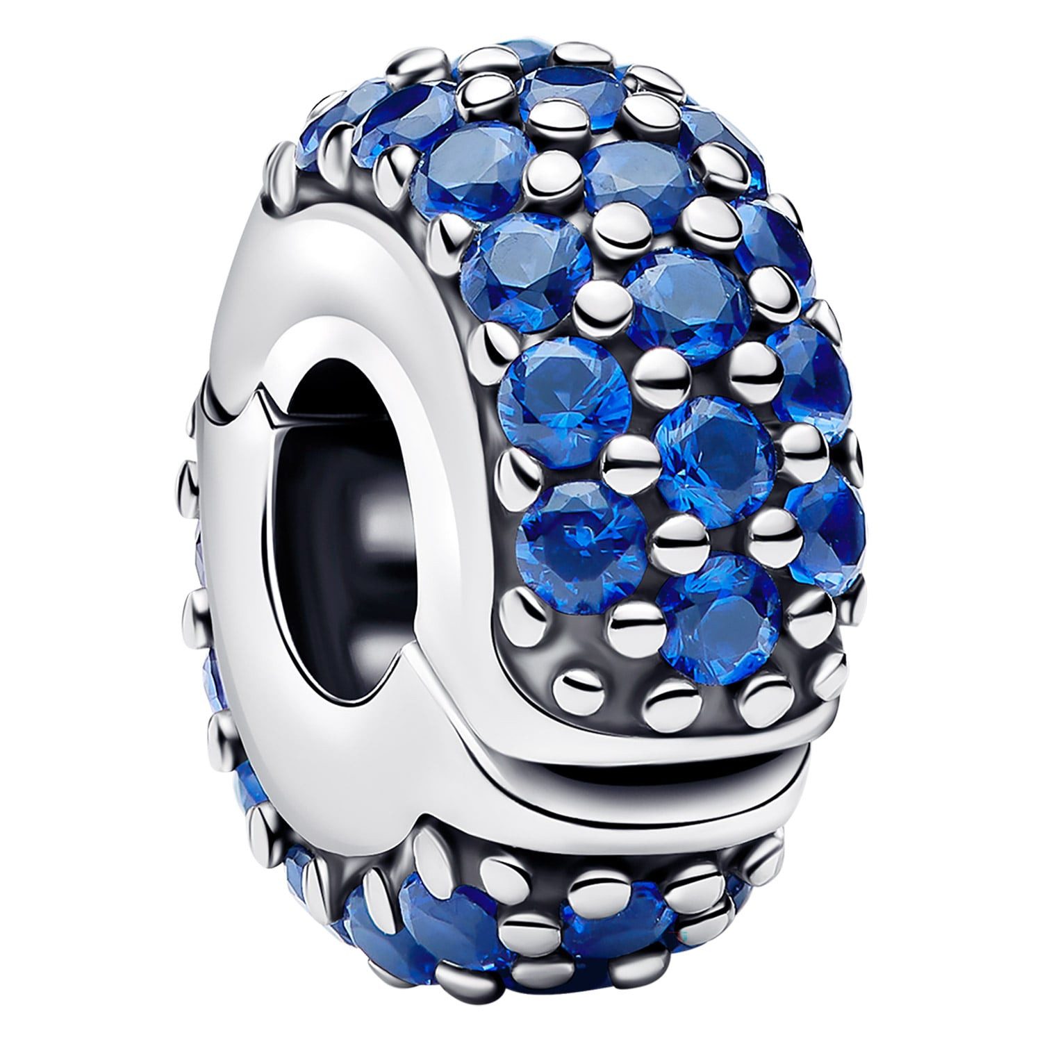 Pandora Charm-Einhänger Clip-Charm Silber Königsblaue Steine