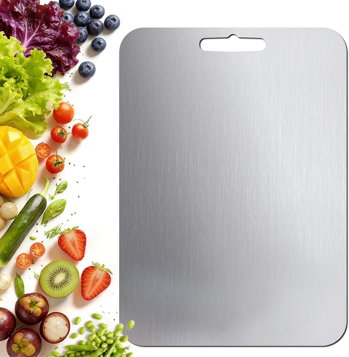 wohnTRAUM24 Schneidebrett Titan-Schneidebrett für die Küche, Leicht zu reinigen 39 X 28CM, Beidseitig nutzbare Schneidebretter für Fleisch, Gemüse und Speisen