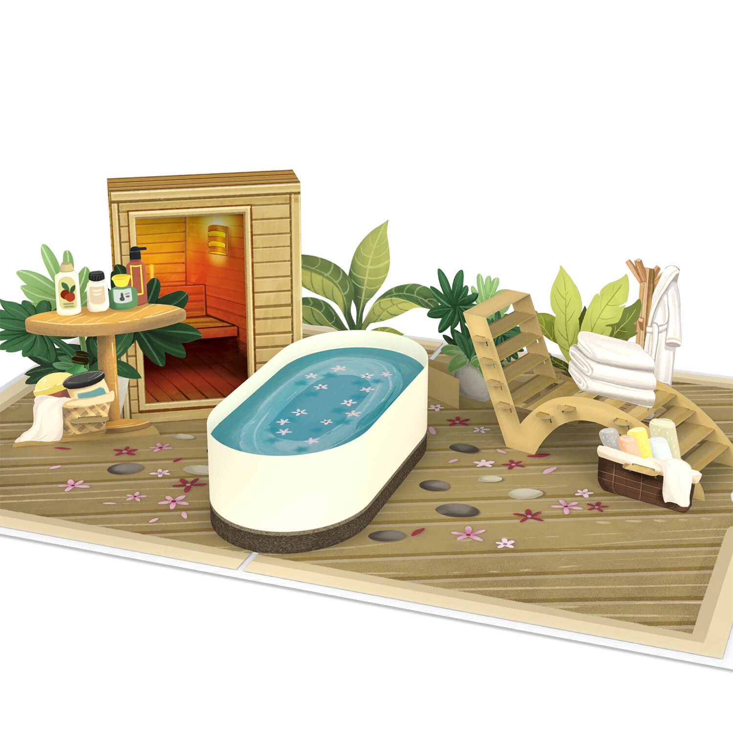 papercrush Geburtstagskarte Wellness & Sauna Pop-Up Karte