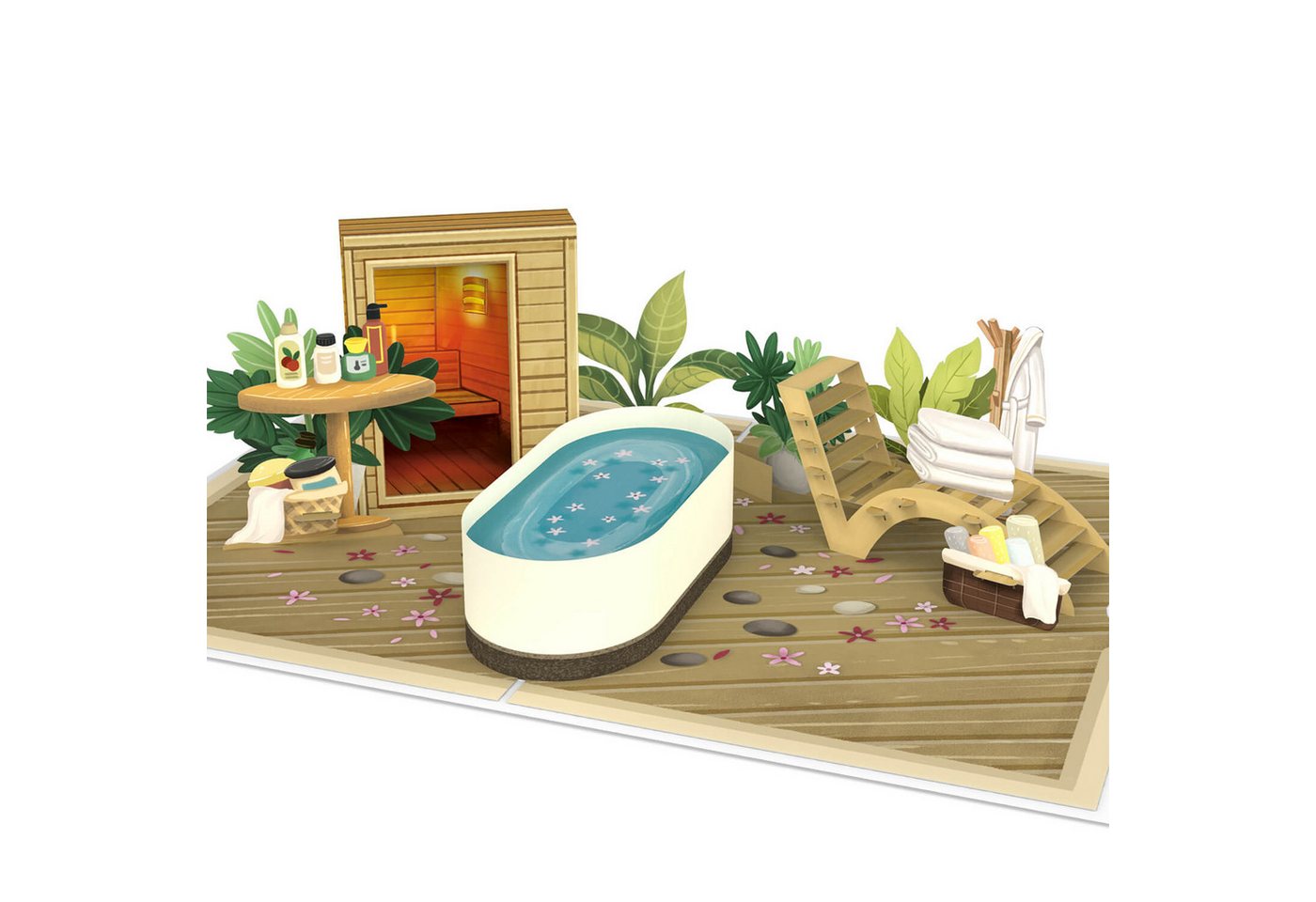 papercrush Geburtstagskarte Wellness & Sauna Pop-Up Karte