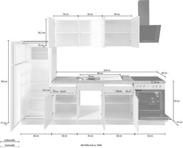 wiho Küchen Küchenzeile Kansas, mit E-Geräten, Breite 280 cm