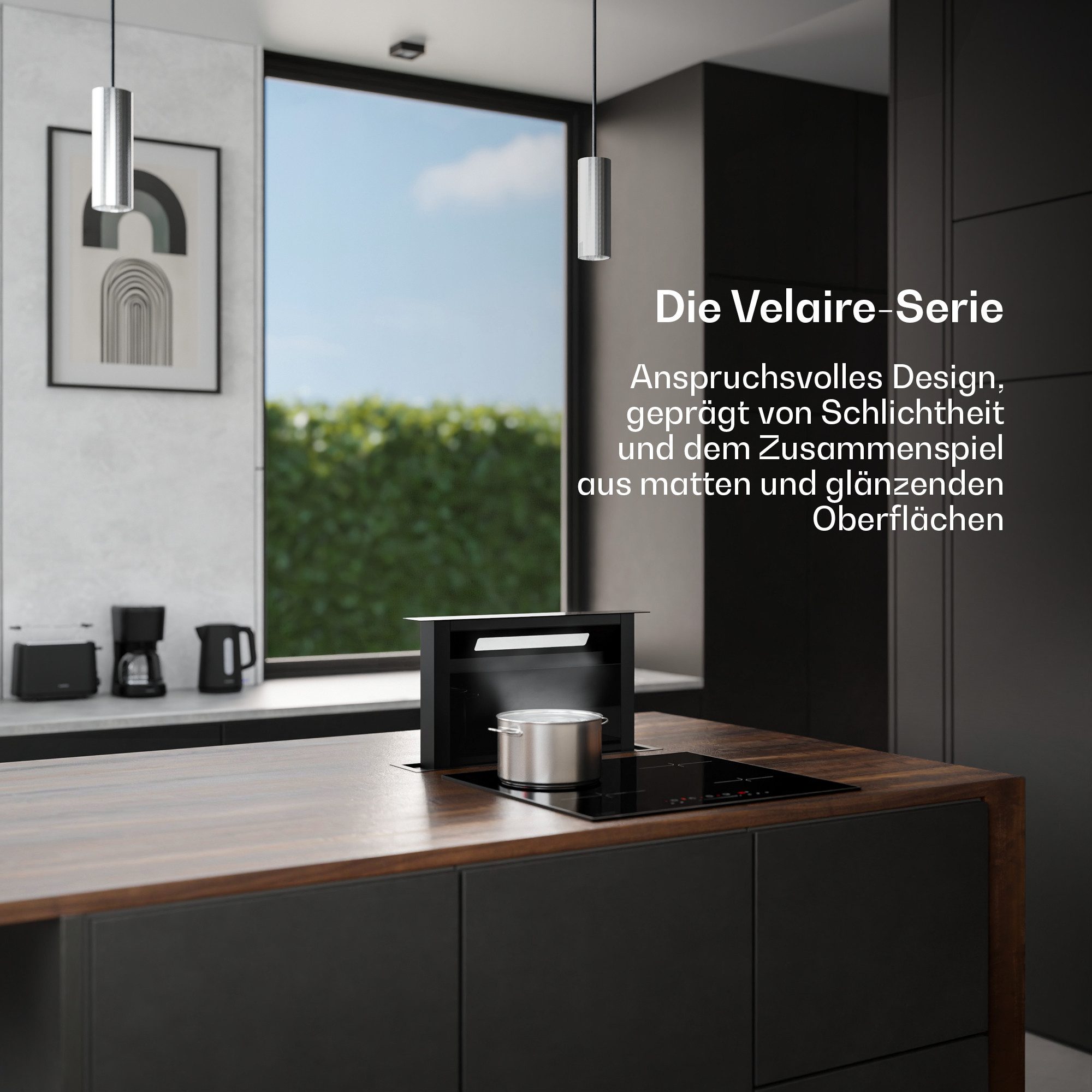 Klarstein Deckenhaube Velaire Serie Velaire Downdraft Kochfeldabzug 60 cm 853 m³/h Umluft Touch Velaire, Tischabzug Kochfeldhaube versenkbar Abluft Aktivkohle mit LED
