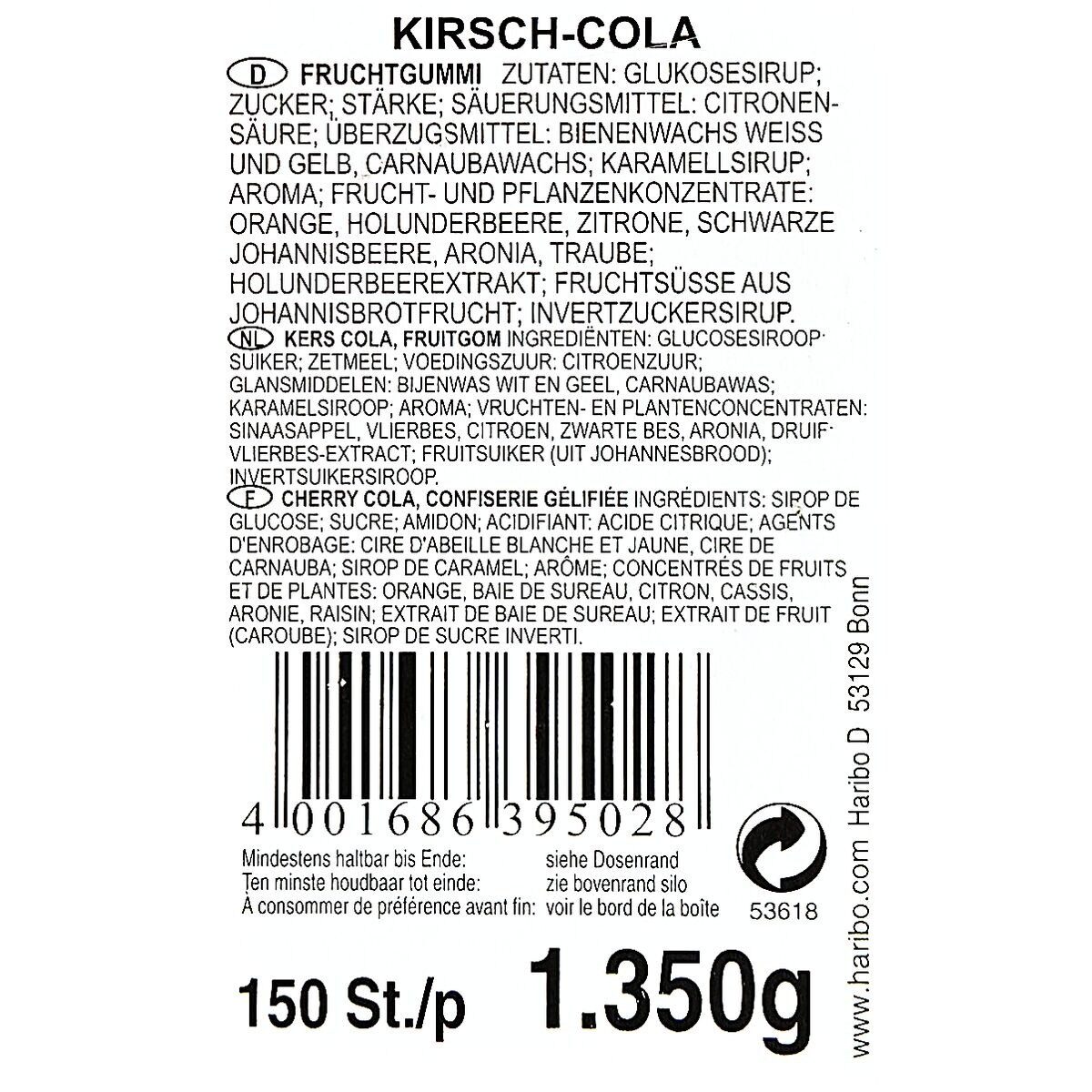 HARIBO Süßigkeit Kirsch-Cola, vegetarisch
