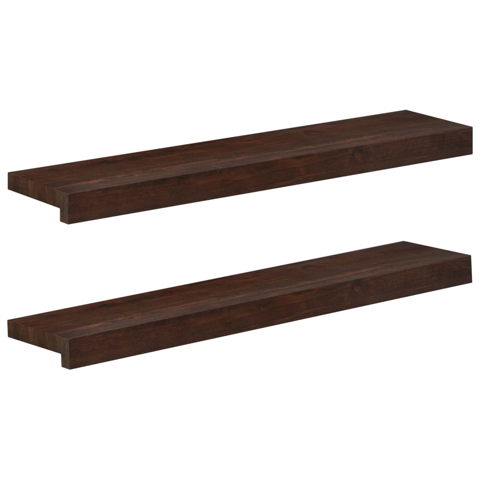 vidaXL Fensterbank 70 x 20 x 2 cm Fensterbänke 2 stk Dunkelbraun 70x20x2 cm Massivholz Bu