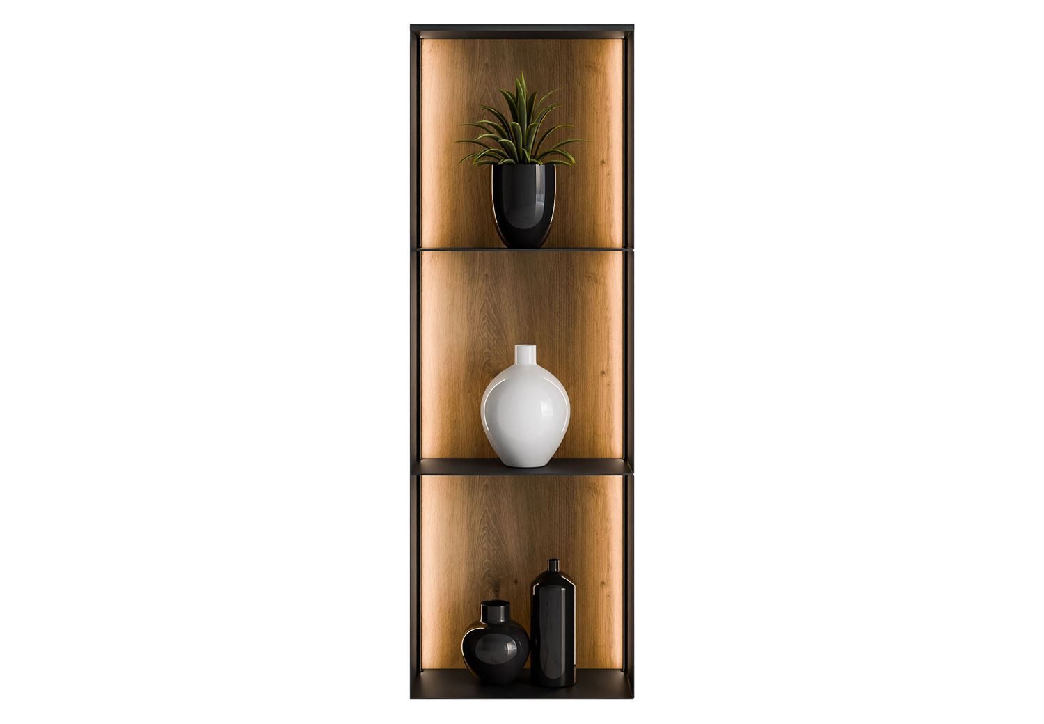 Lookway Regal QUADRO III aus Metall mit LED-Beleuchtung, 33x99x20 cm