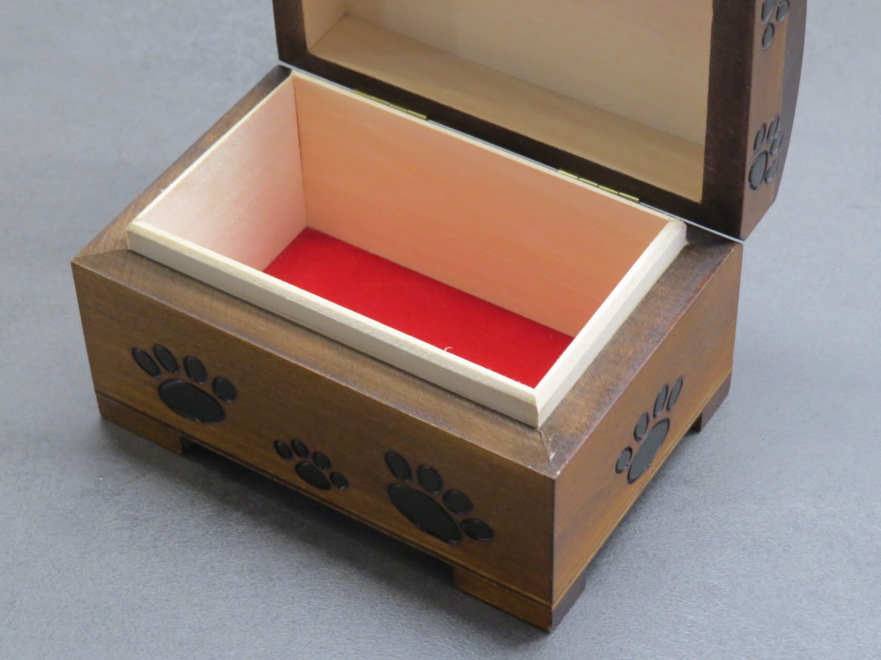 Holzprodukte Aufbewahrungsdose Schmuckkästchen Holzschatulle Holzkästchen Tatzen Hund Katze Box Holz