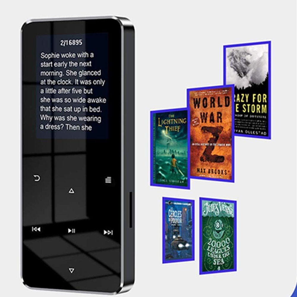 Bedee MP3-Player mit Bluetooth Unterstützt Musik-Player (16 MP3-Player Lautsprecher E-Book-Reader TF-Karte) mit GB, bis 128GB HiFi-Sound