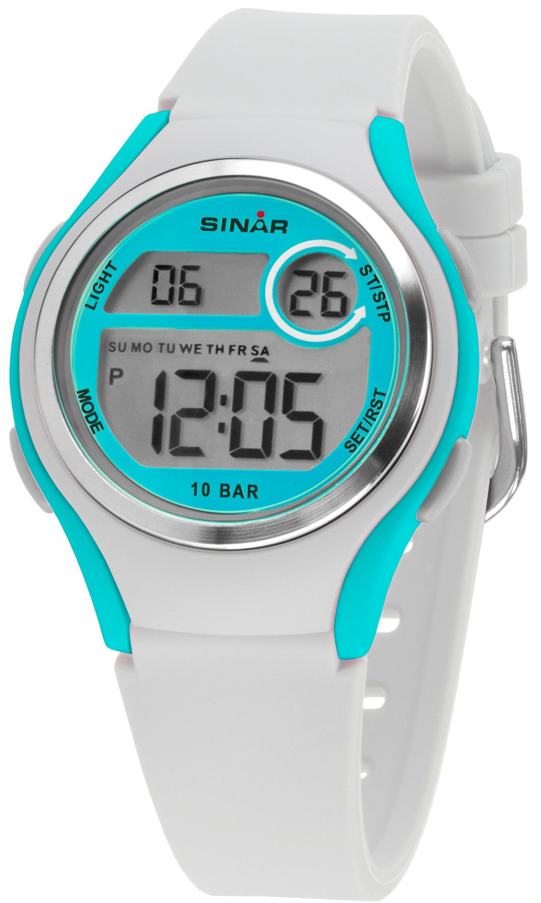 SINAR Chronograph XE-64-0, Armbanduhr, Quarzuhr,Digitaluhr,Damen, Jugendliche,bis 10 bar wasserd.