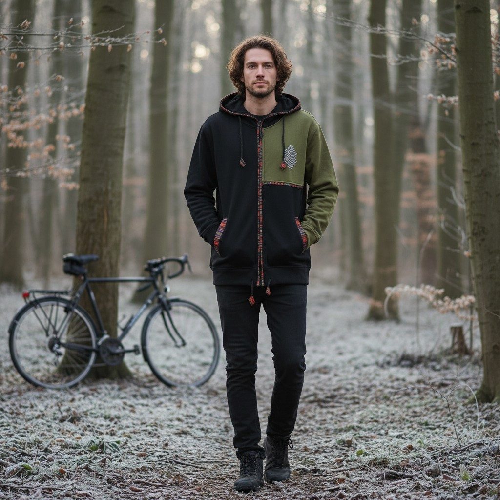 Guru-Shop Strickjacke Goa Hoodie Jacke, Ethno Kapuzen Jacke -.. alternative Bekleidung