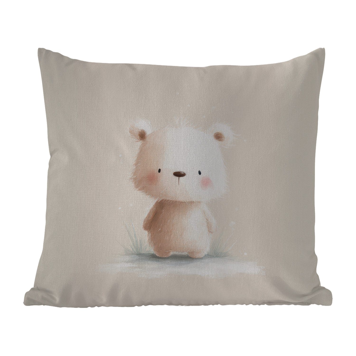 MuchoWow Dekokissen Bär - Schneeflocke - Weiß - Flauschig, Kissenbezüge, Kissenhülle, Kissen, Outdoor, 40x40 cm