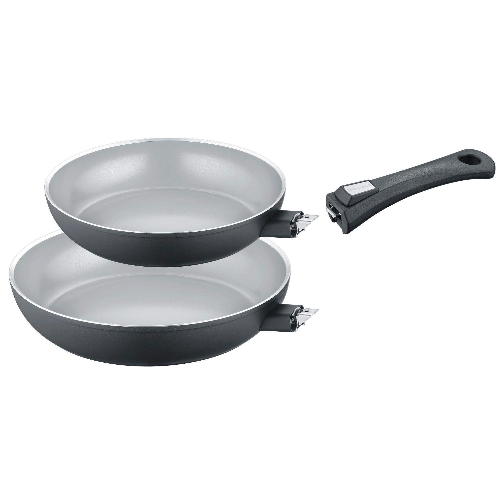 Berndes Сковороды-Set 24+28 cm inkl. abnehmbarem Stiel, Aluminium, schwarz - b.perfect, Aluminium (2-teilig)
