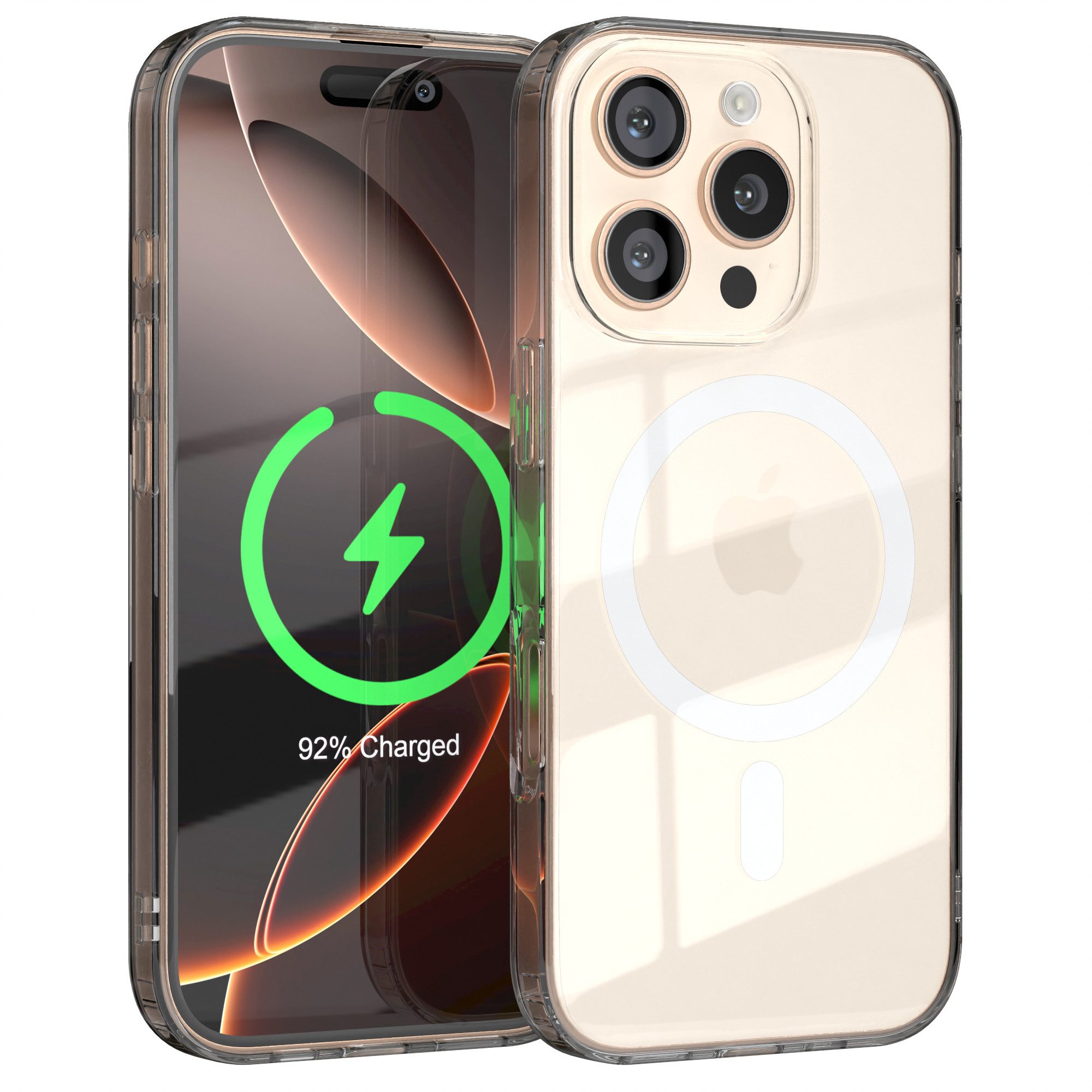 EAZY CASE Handyhülle Transparente Hülle mit MagSafe für iPhone 16 Pro 6,3 Zoll, Back Cover, Bumper Case, Handy Schutzhülle Kameraschutz, Durchsichtig