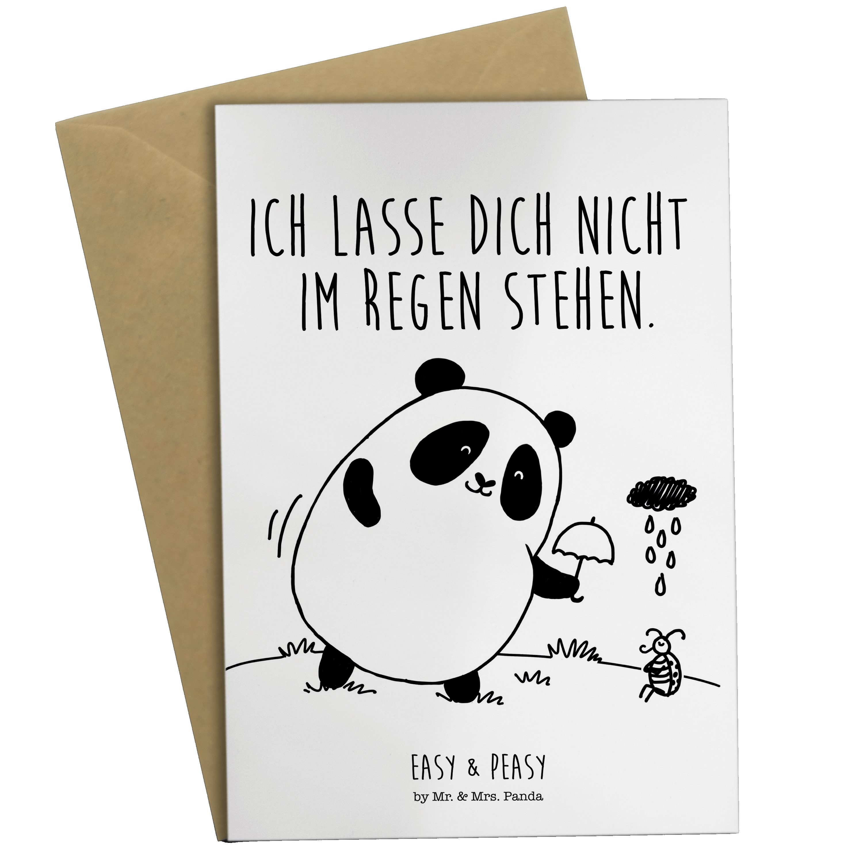 Mr. & Mrs. Panda Grußkarte Easy & Peasy Zusammenhalt - Weiß - Geschenk, Hochzeitskarte, Geburtst