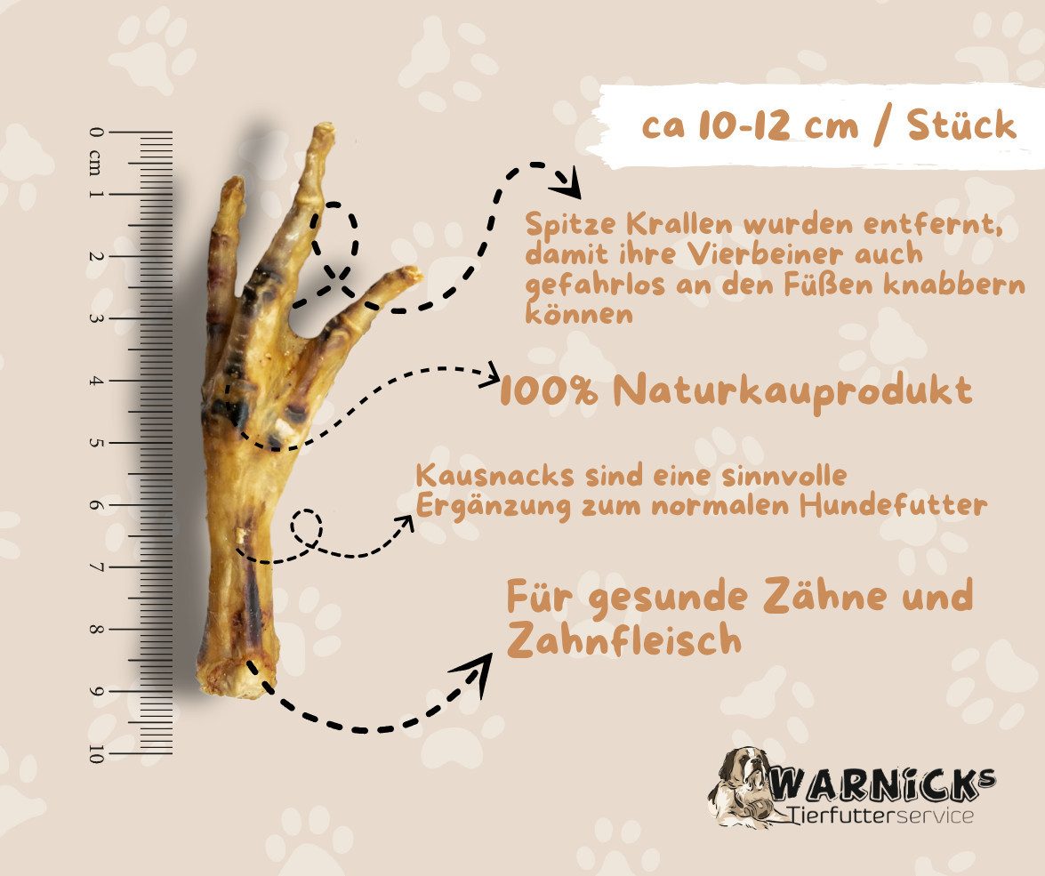 Warnick´s Tierfutterservice Hühnerfüße getrocknet – natürlicher Kausnack für Hunde, Leckerli für: Hunde