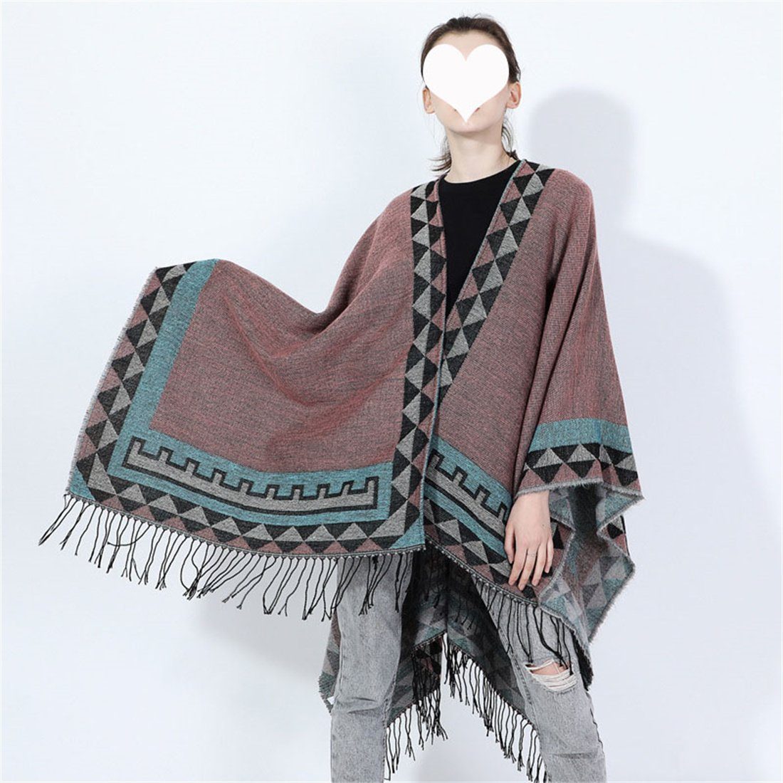 warme Umhang, Strickjacke Shawl Winter Vintage modische Modeschal B DÖRÖY Damen Schal