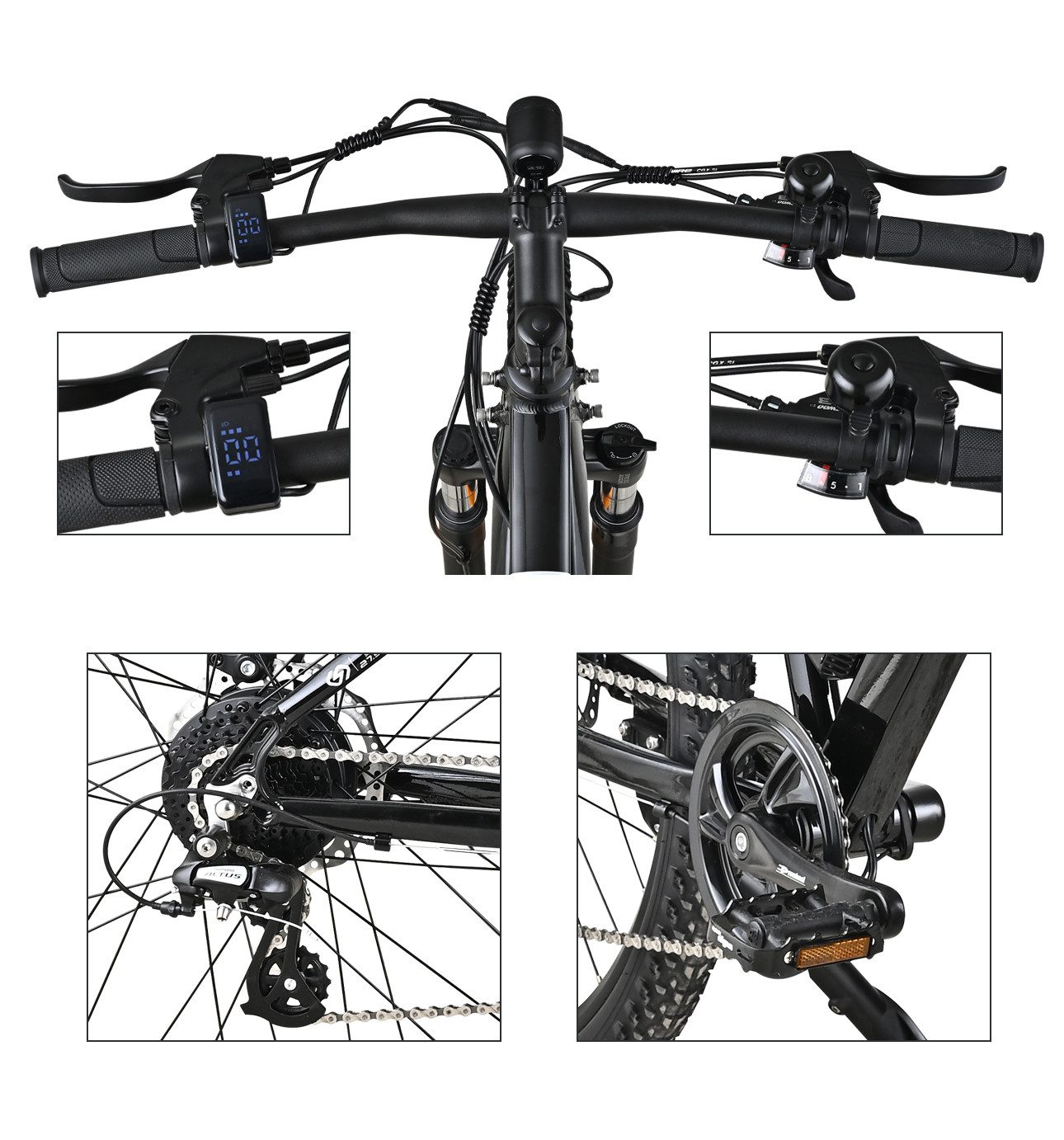 VECOCRAFT E-Bike Mountainbike HECTOR 27.5 Zoll 468WH mit Akku-Ladegerät Sportliches Pedelec, 8 Gang Shimano, Kettenschaltung, Heckmotor, 468 Wh