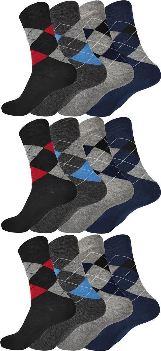 EloModa Basicsocken 12 Paar Herren Socken Muster klassischer Form Freizeit Sport (12-Paar) 12 Paar, Mix5