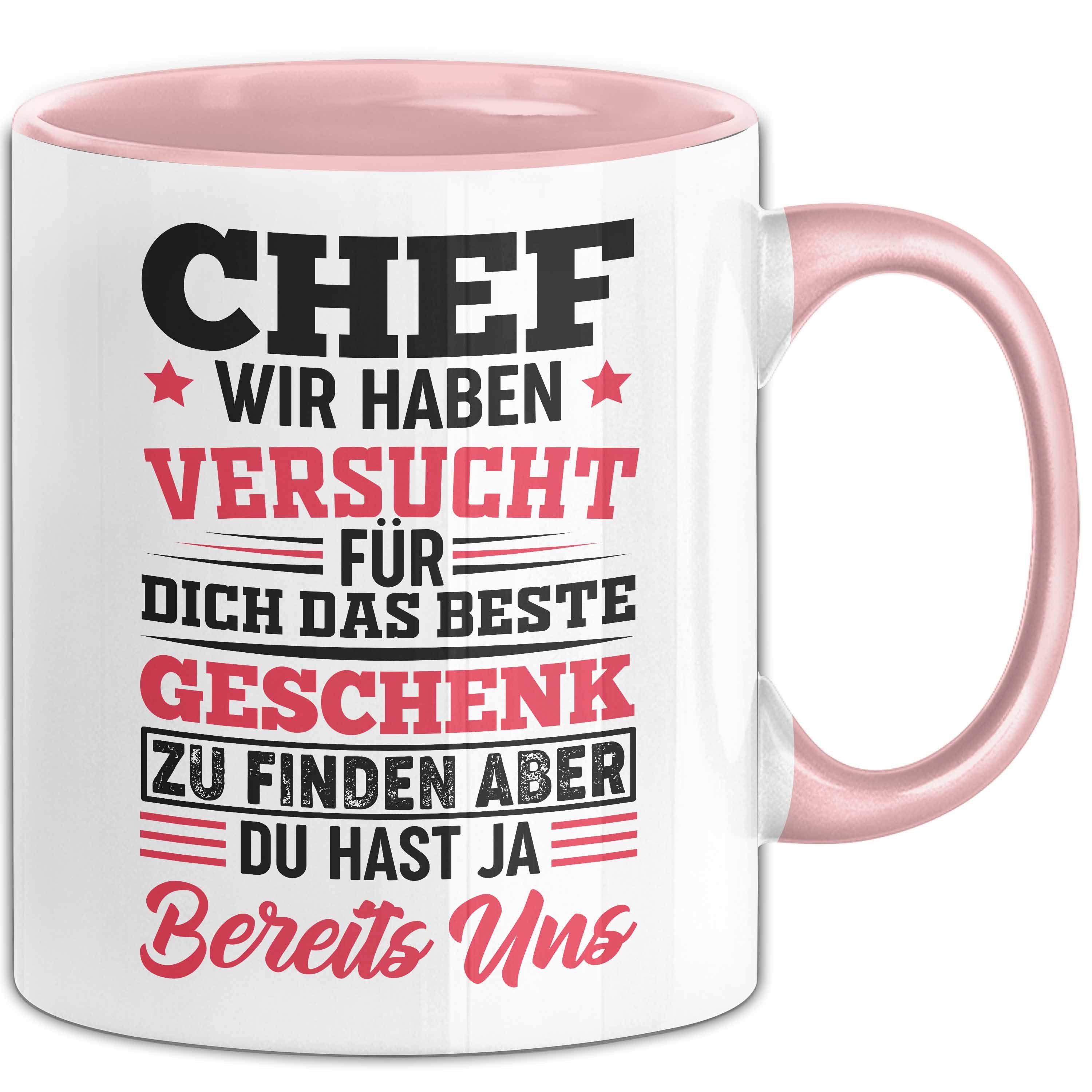Trendation Tasse Chef Geschenk Lustig Tasse für Chef vom Team Wir Haben Versucht Das Be