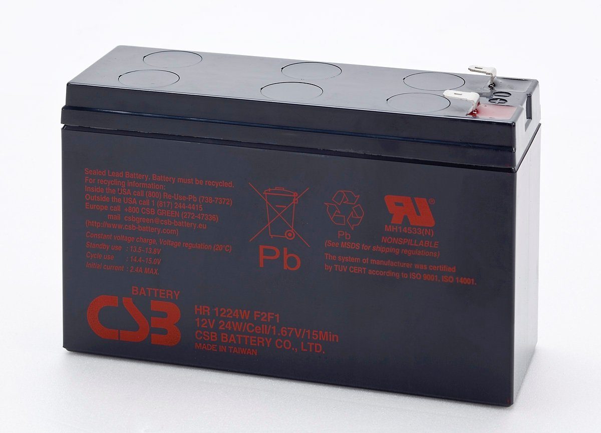 CSB CSB-HR1224WF2F1 12 Volt AGM Bleiakku 2Ah - 24Wh, 151x51x98,3mm +Pol 6 Akku 2000 mAh (12,0 V)