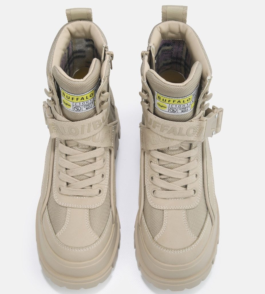 Buffalo Aspha Com1 Vegan Winterboots Schnürstiefelette, Plateauboots mit Innen-Reißverschluss