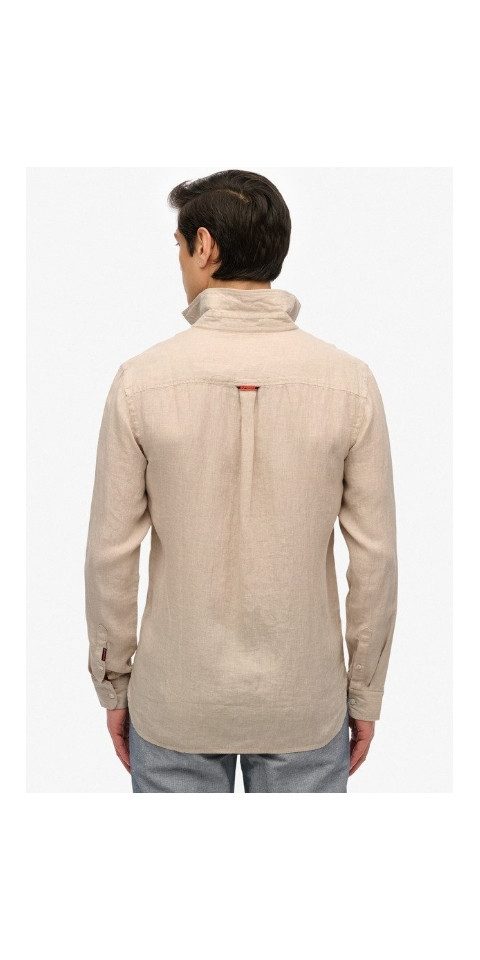 Superdry Kapuzenshirt SD EMB VACATION LS LINEN SHIRT SILVER LINING BEIGE