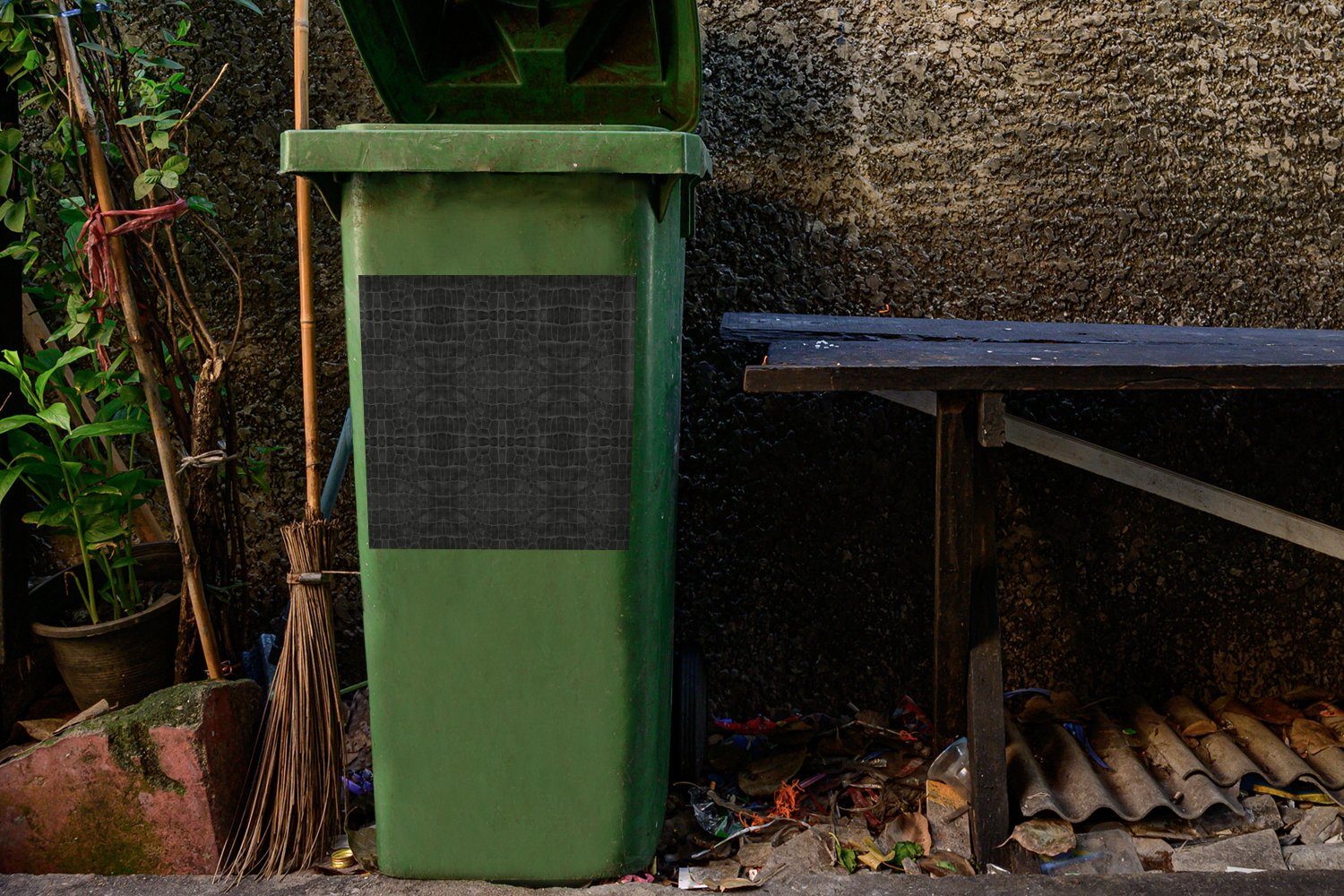 MuchoWow Wandsticker Leder Abfalbehälter - Sticker, - Mülltonne, Container, Mülleimer-aufkleber, (1 St), Tierhaut Textur