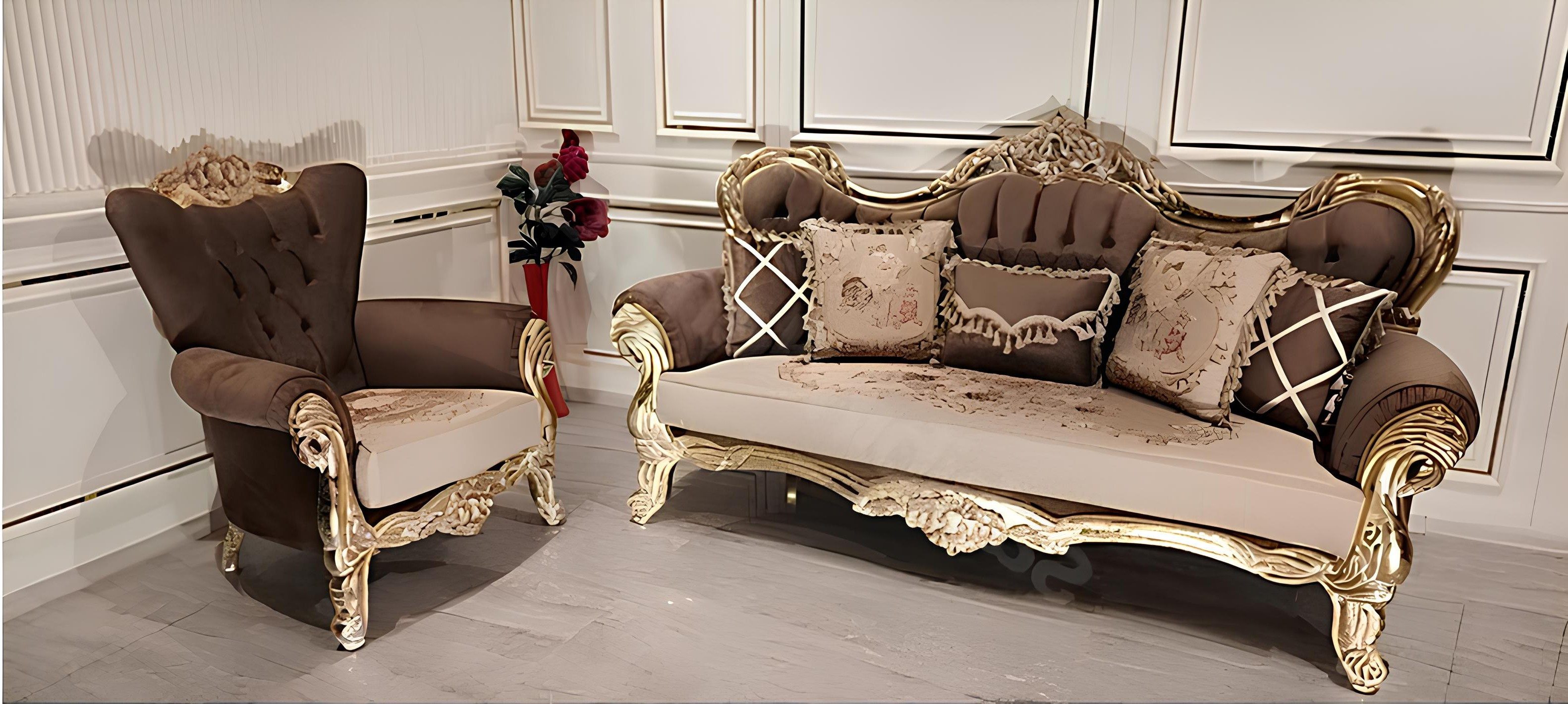 Xlmoebel Polstergarnitur Klassische Couch für Wohnzimmer 3+1 Sitz Möbel Einrichtung, (Sitzgarnitur, 2-tlg., 3+1 Sitzer), Made in Europa