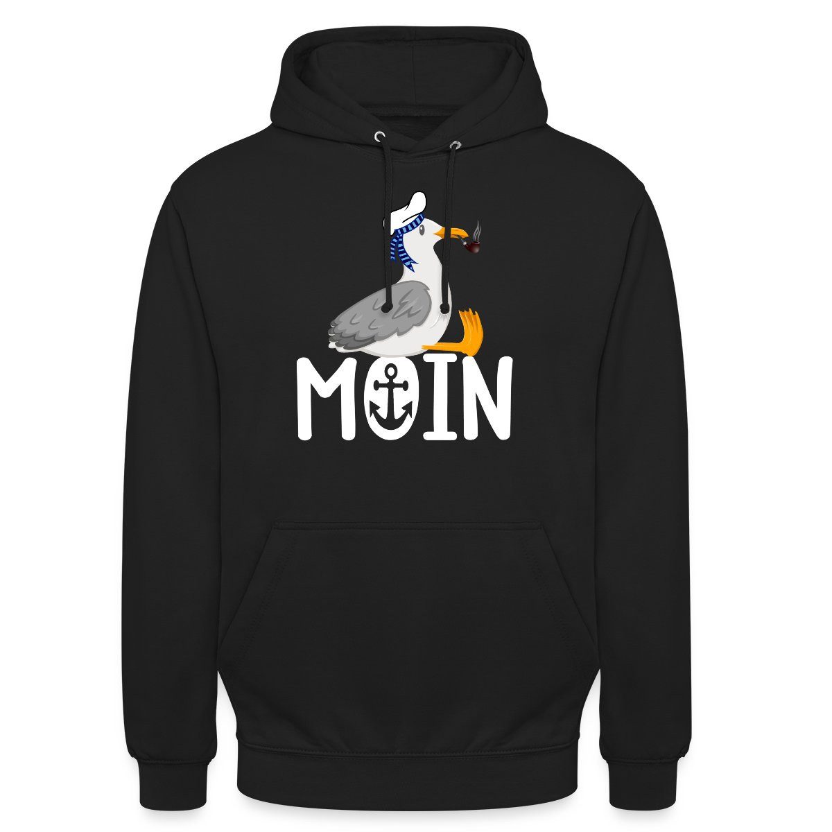Spreadshirt Hoodie Moin Möwe mit Matrosenhut & Pfeife Norddeutsch Küste Unisex Hoodie (1-tlg)