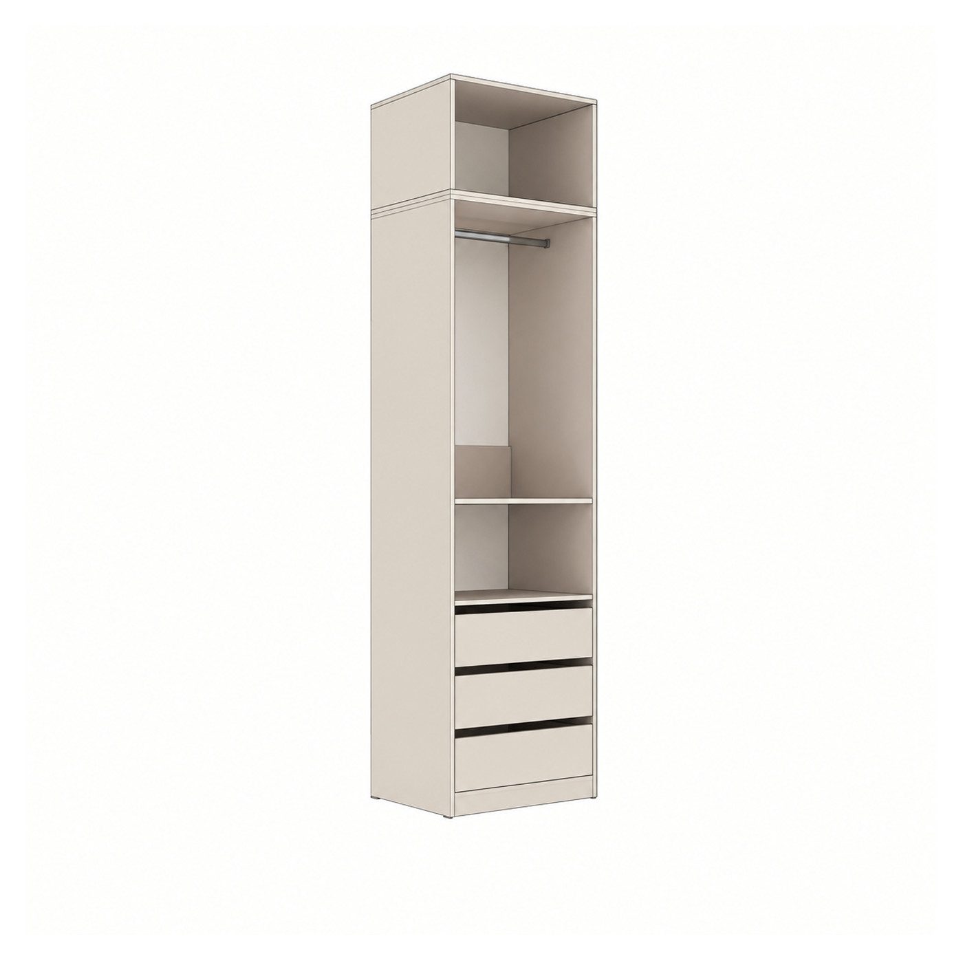 Marmex Möbel Regal TRES 04/4N Mehrzweckregal mit drei Schubladen 60 x 246 x 51, Garderobenschrank, Kleiderstange