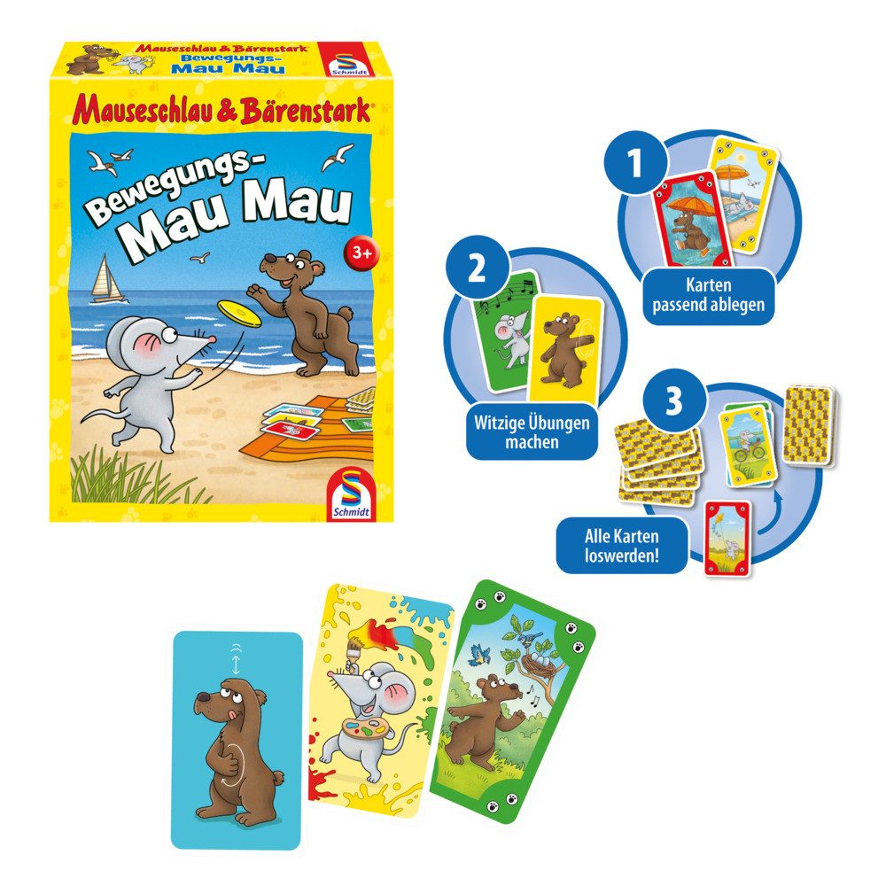 Schmidt Spiele Spiel Kartenspiel Mauseschlau & Bärenstark Bewegungs-Mau Mau